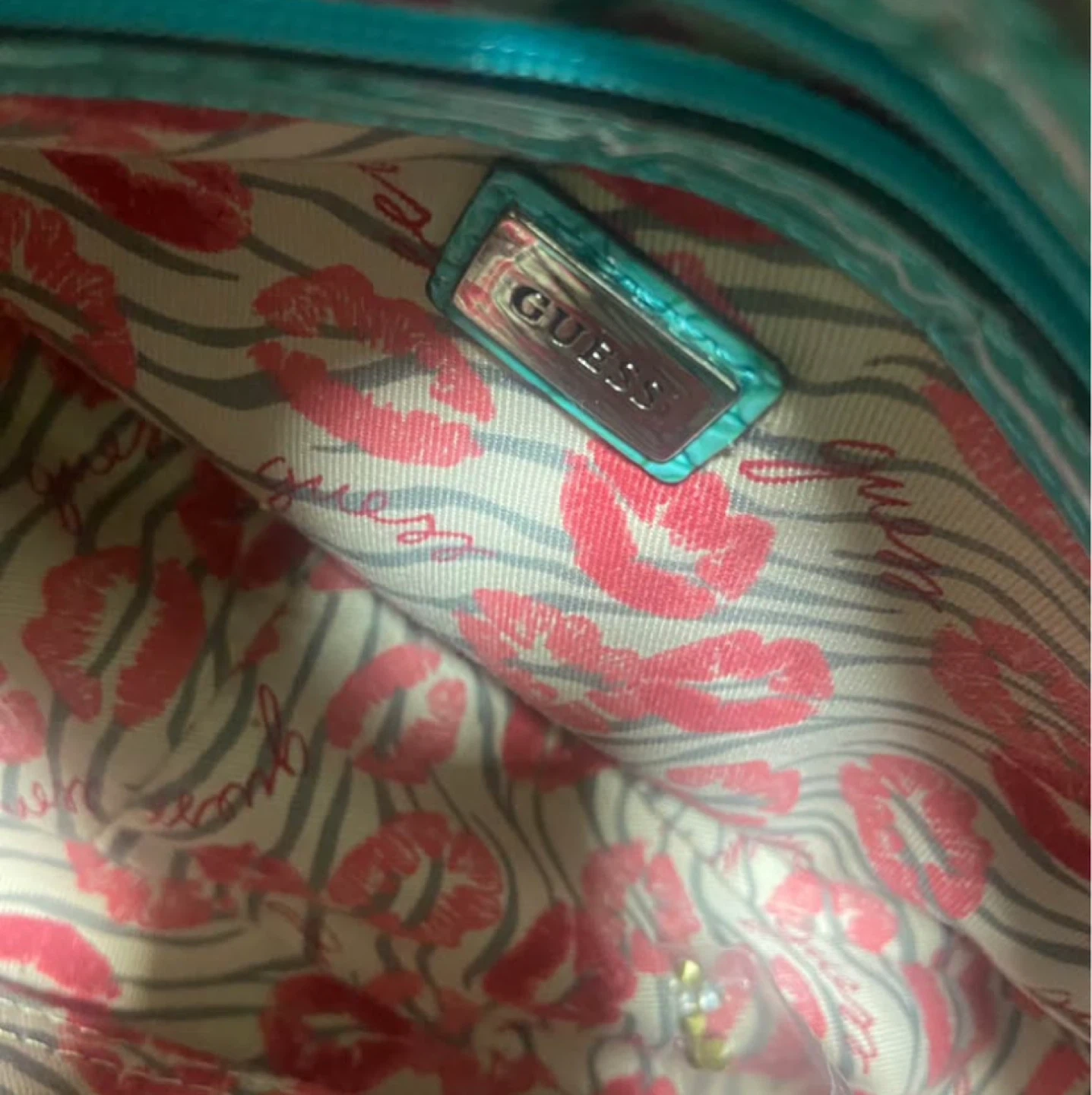 guess y2k vintage white and teal shoulder bag - photo 2