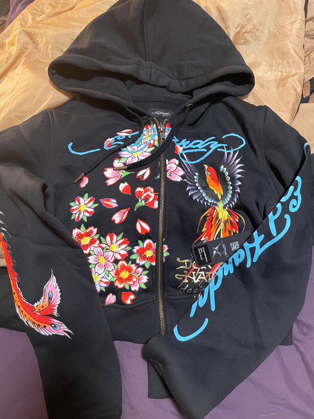 Ed Hardy Zip-Up Hoodie Black