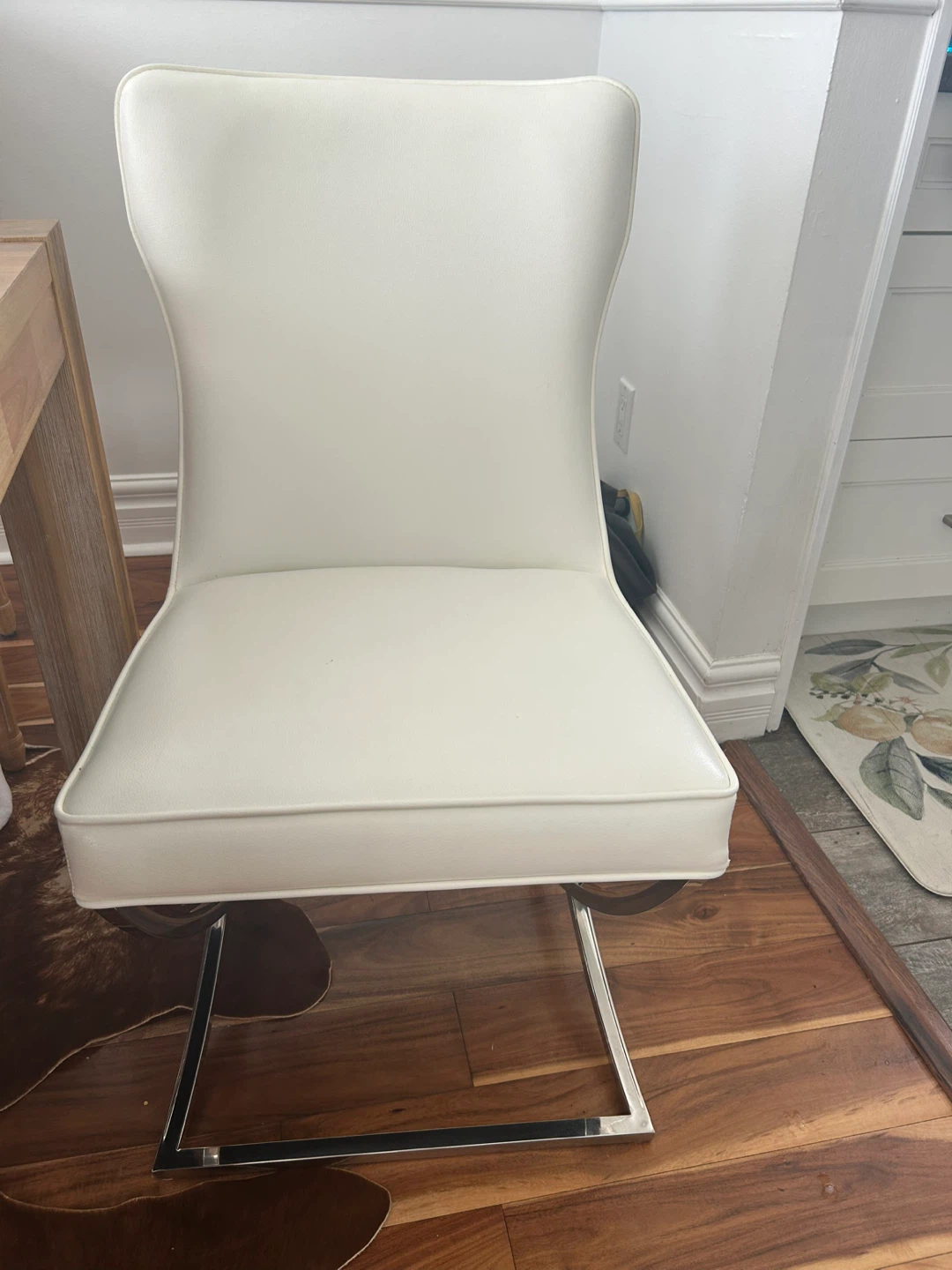 Modern White Dining Chair with Chrome Base - photo 4