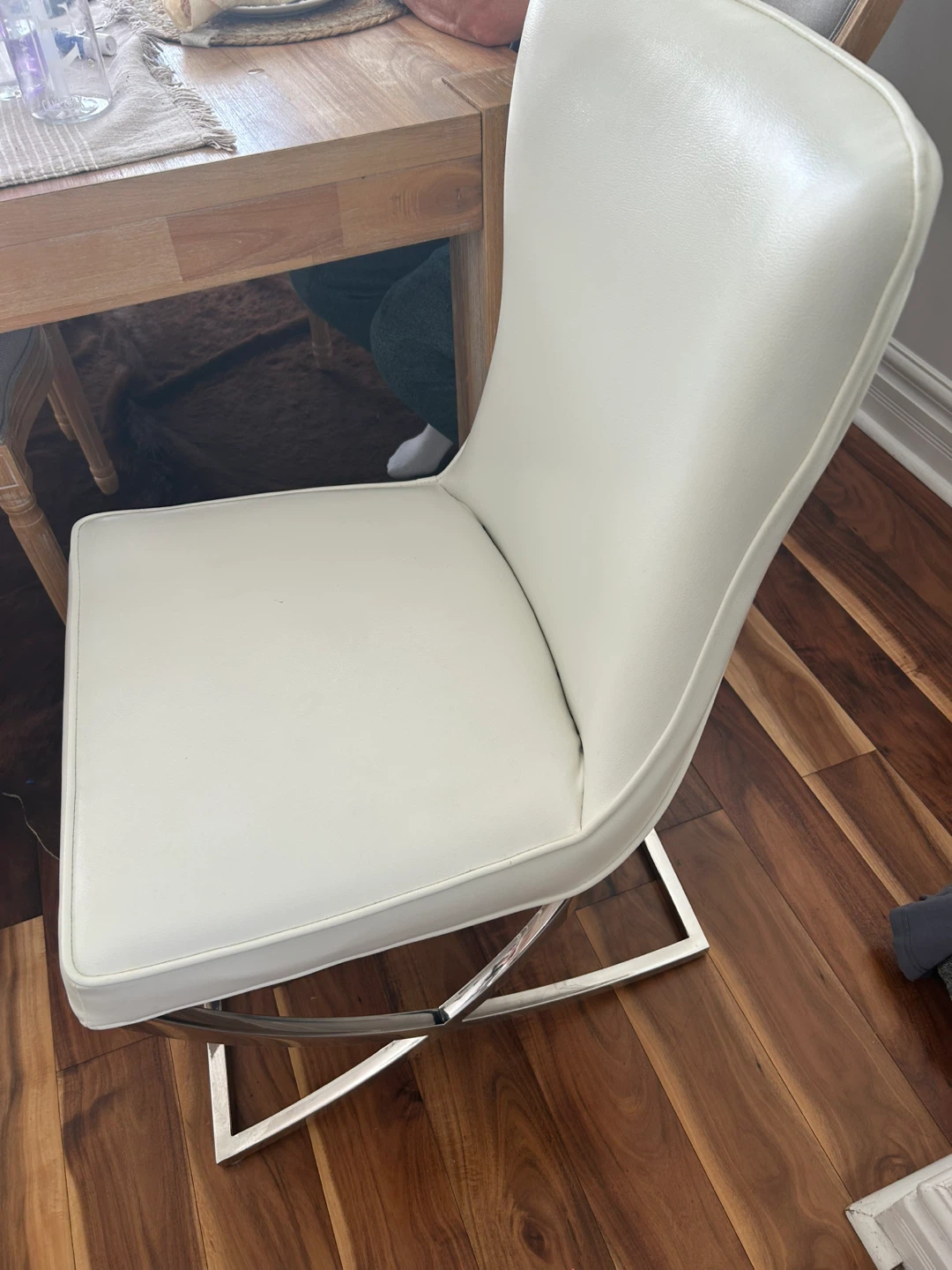 Modern White Dining Chair with Chrome Base - photo 5