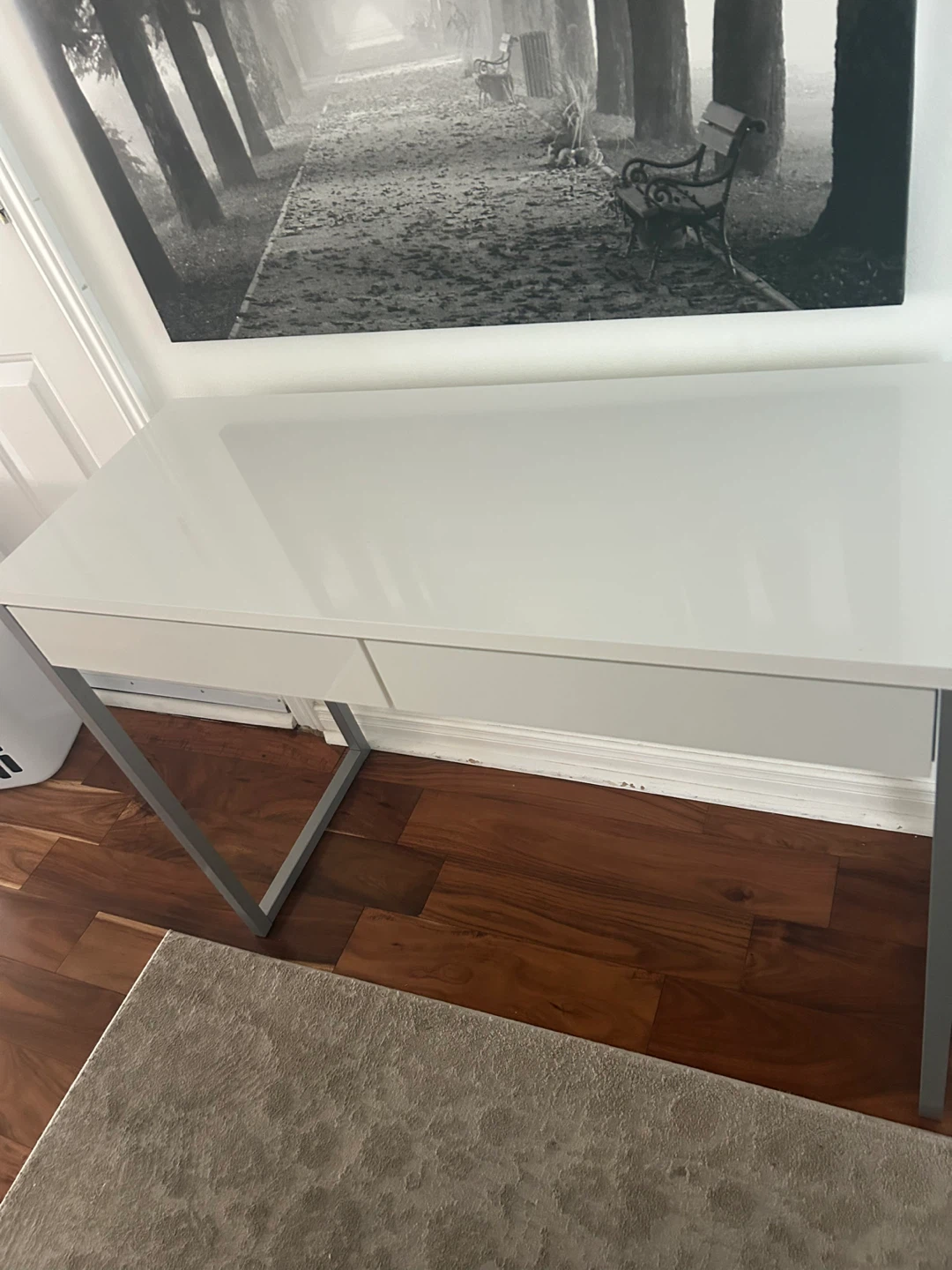White Gloss Desk with Two Drawers - photo 3