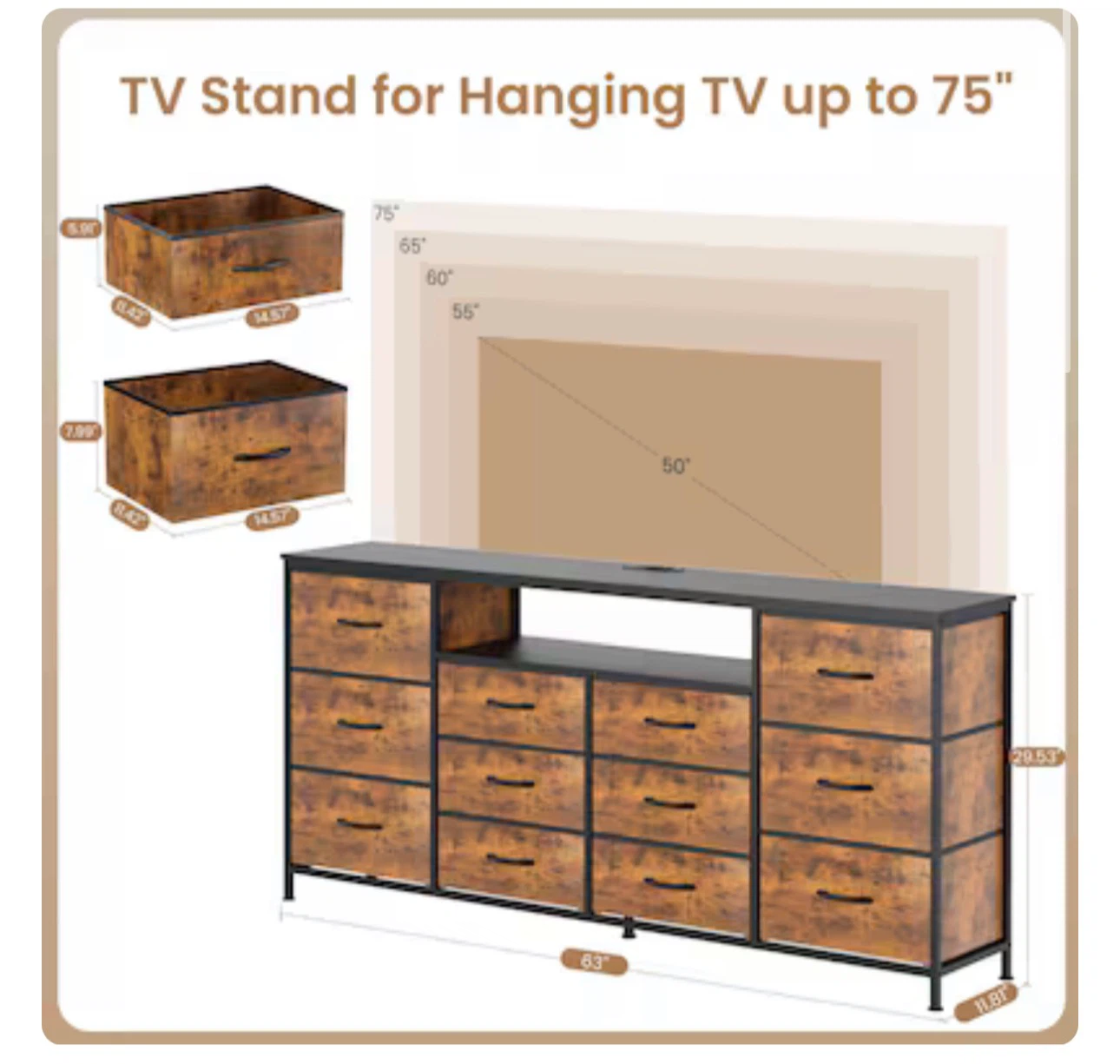 12-Drawer Storage Dresser and TV Stand 9FC - photo 2