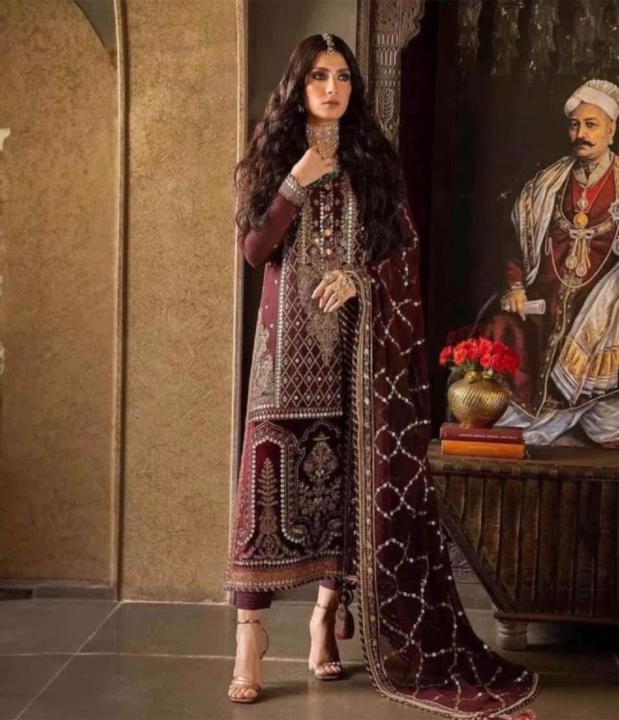 Maroon Embroidered Pakistani Salwar Kameez Suit