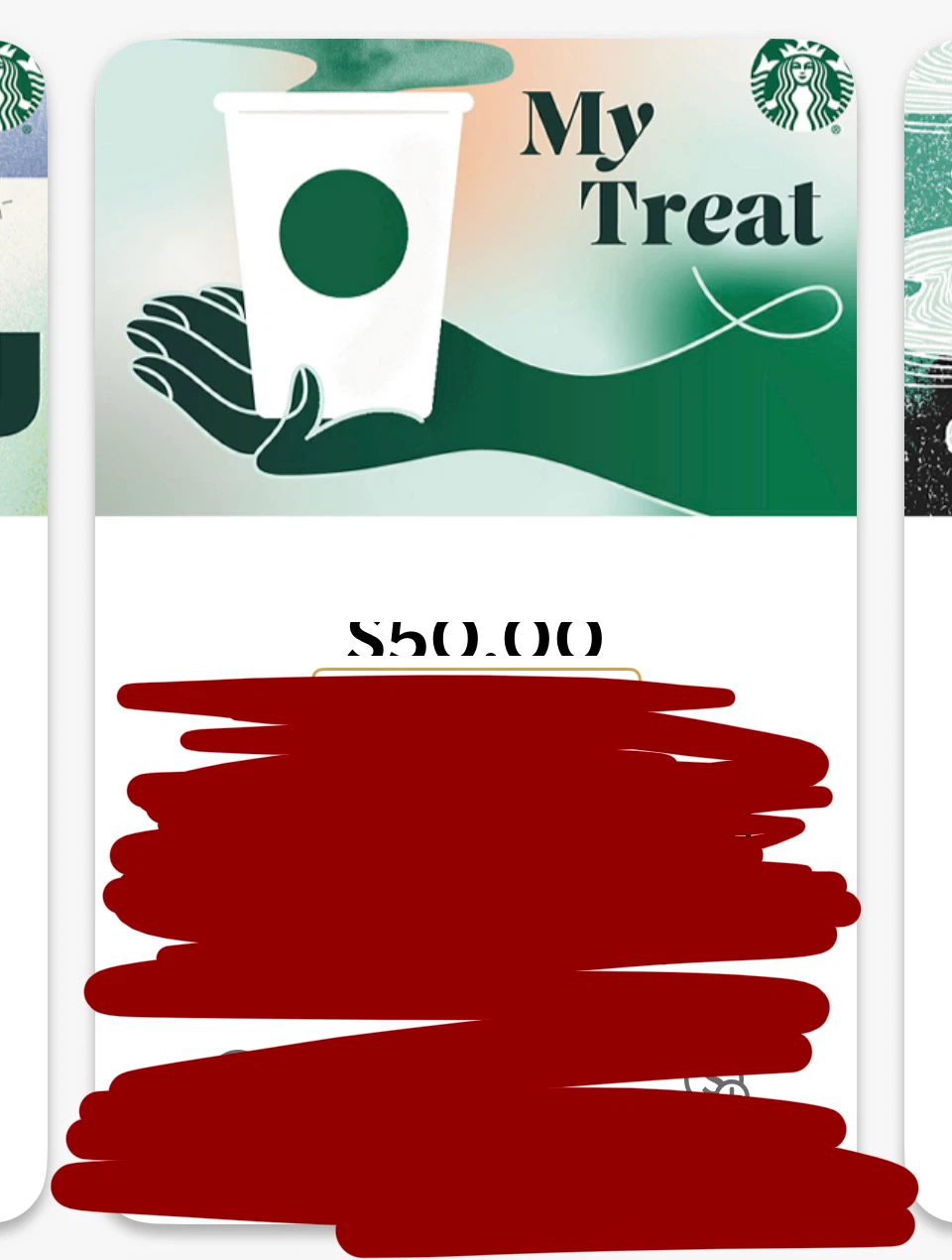 2 Starbucks $50 giftcard