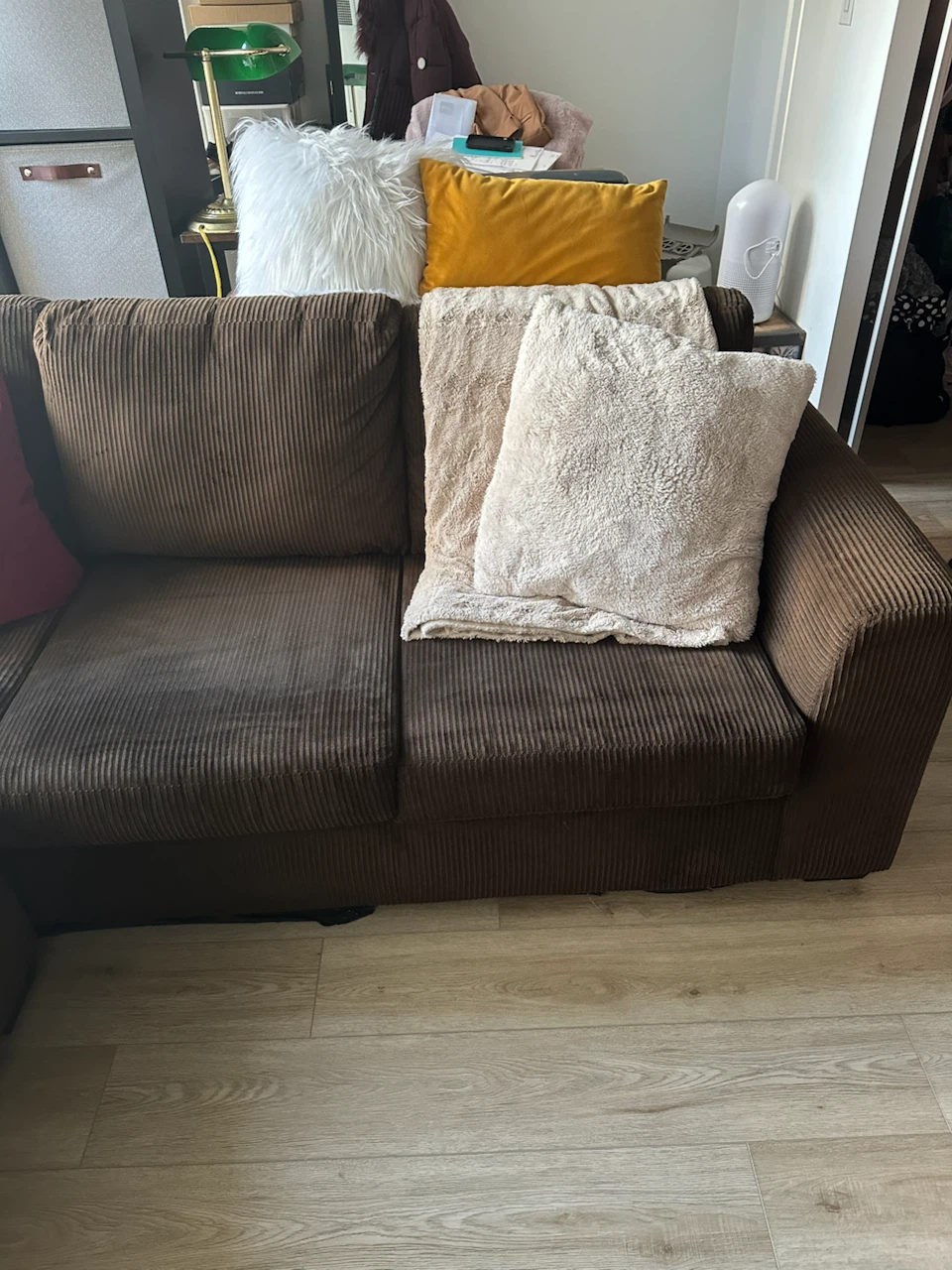 Brown corduroy sectional sofa - photo 4