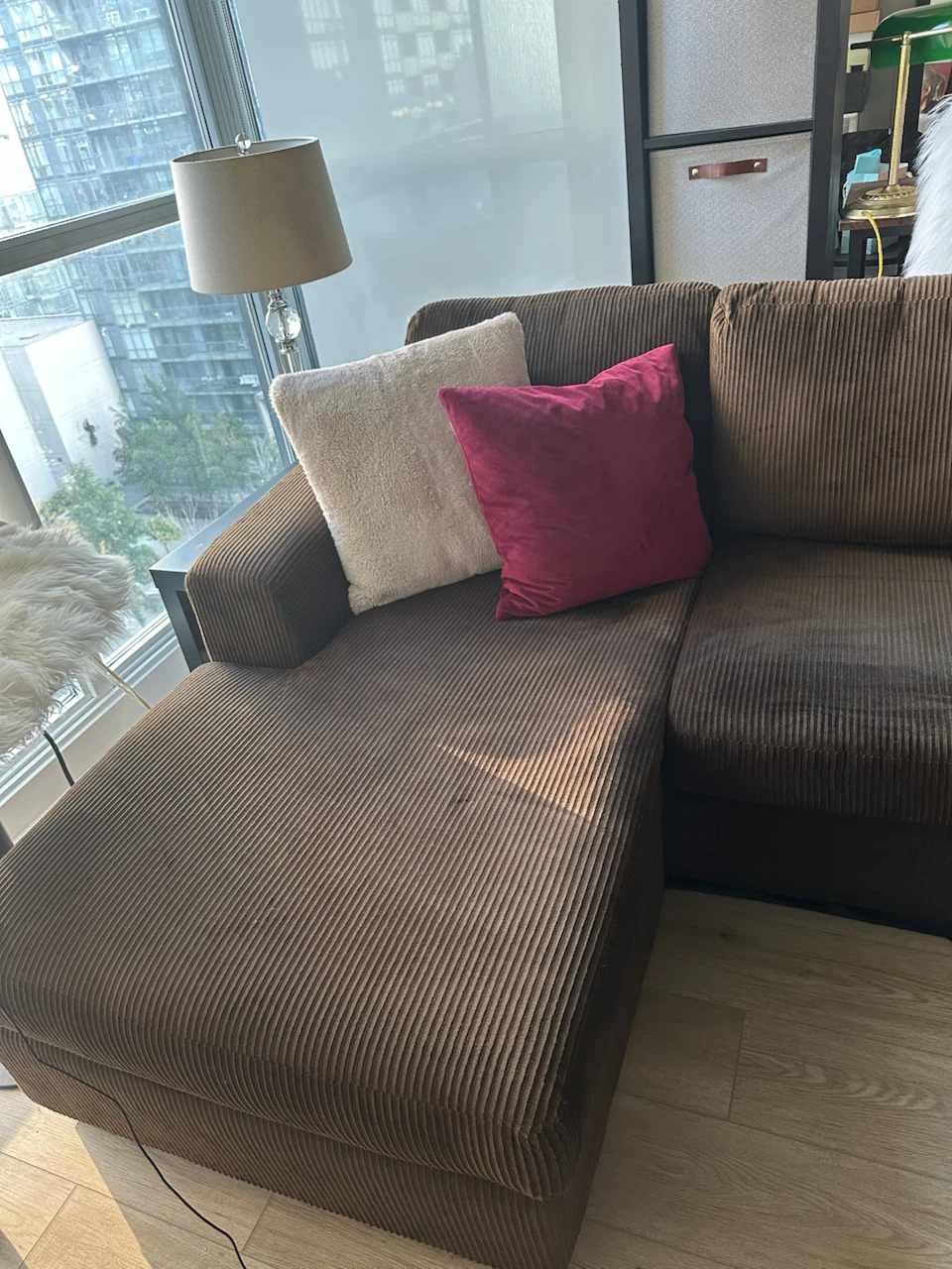 Brown corduroy sectional sofa - photo 5