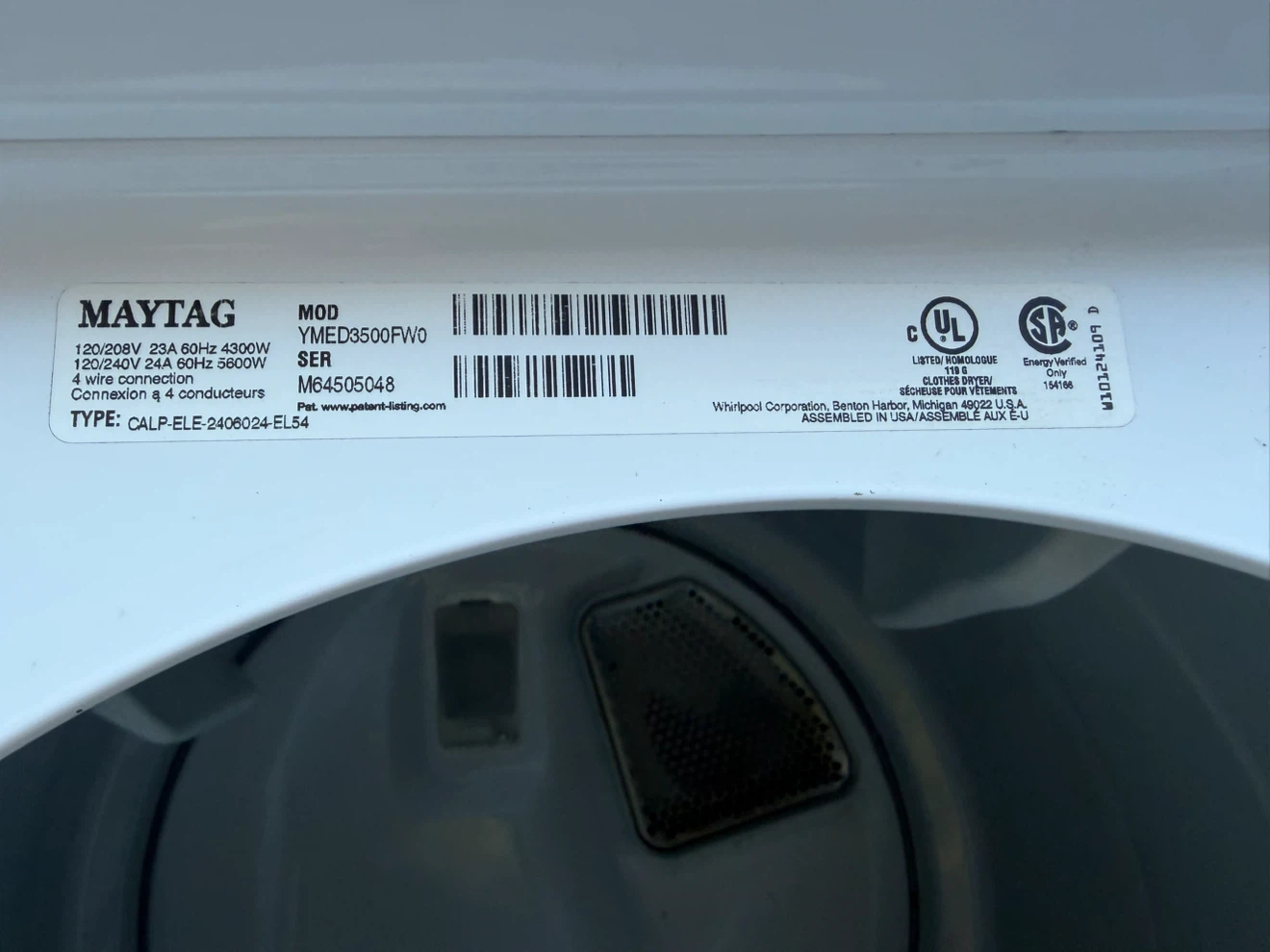 Maytag YMED3500FW0 Electric Dryer - photo 2