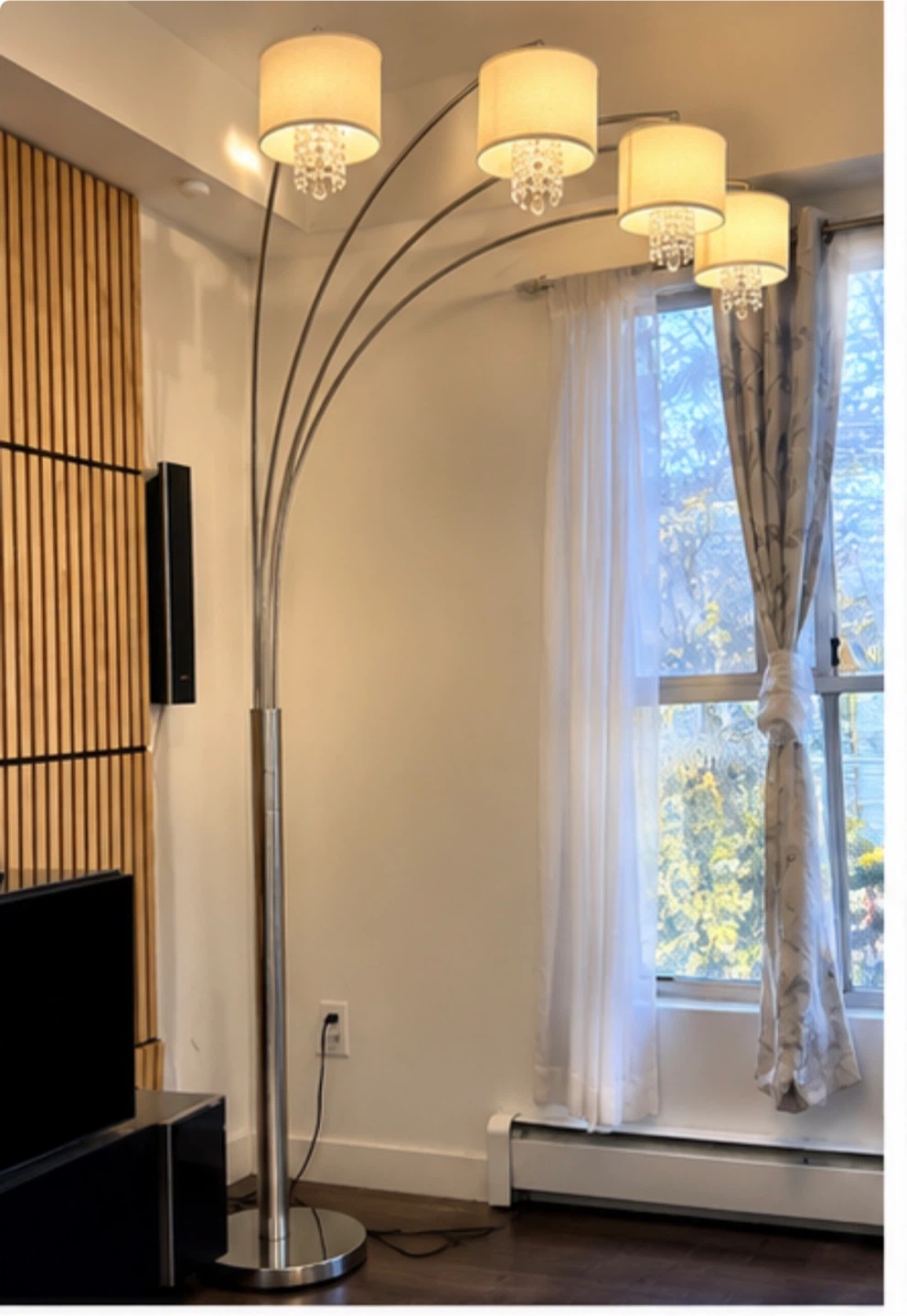 Crystal 4-Arm Arc Floor Lamp