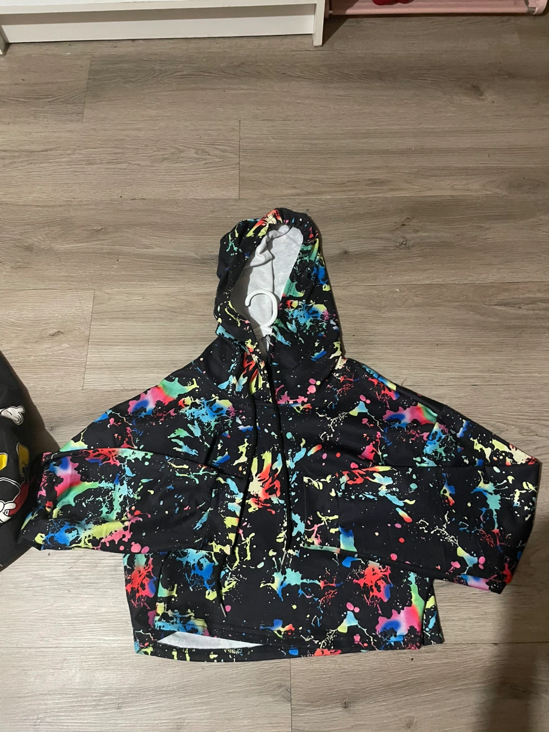 Paint Splatter Print Crop Hoodie