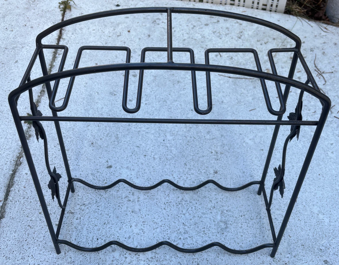 Vintage Metal Wine Rack with Stemware Holder