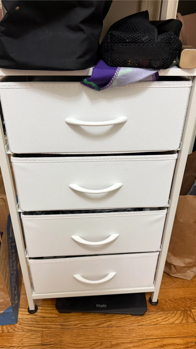 White nightstand with drawers