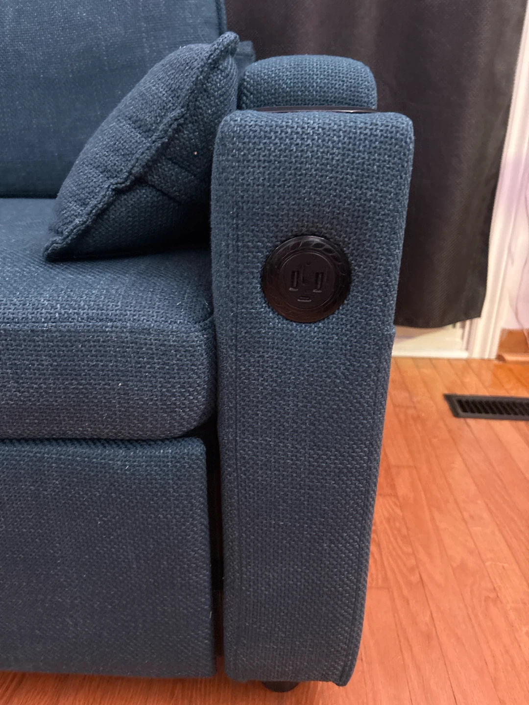 Blue Fabric Sectional Sofa Bed with Built-in Charging - photo 2