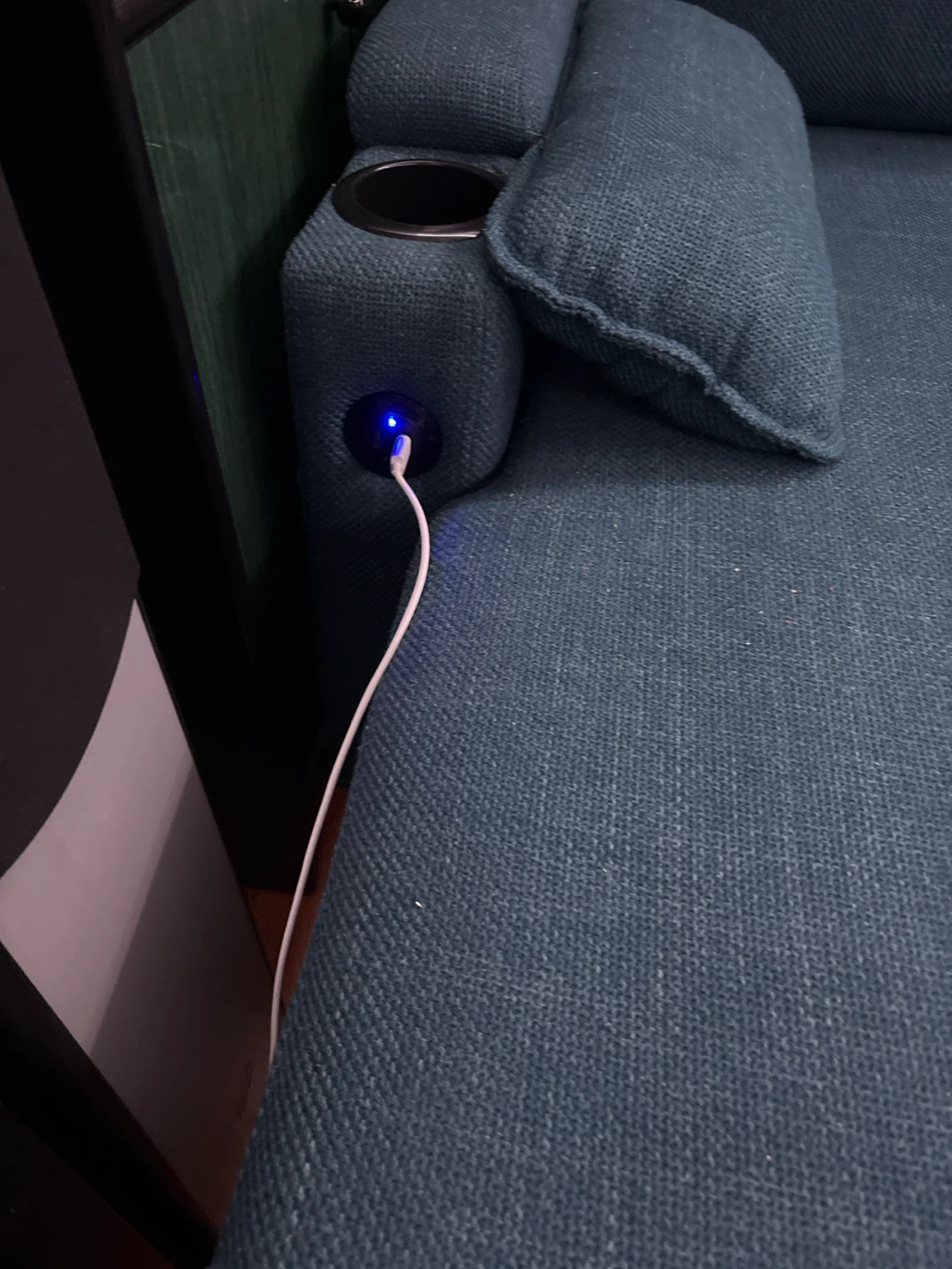 Blue Fabric Sectional Sofa Bed with Built-in Charging - photo 3