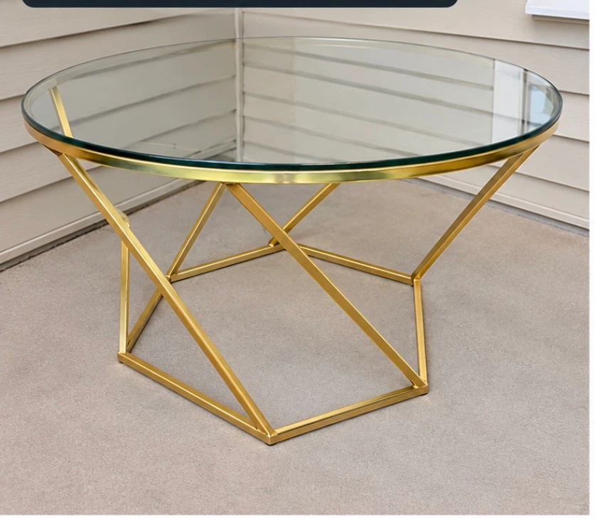 Gold and Glass Round Coffee Table