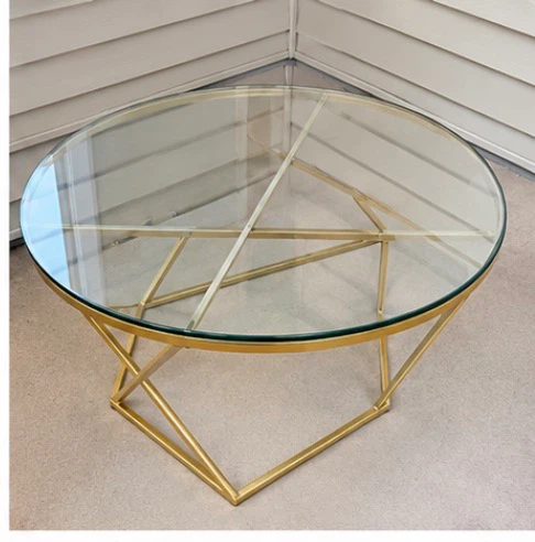 Gold and Glass Round Coffee Table - photo 2