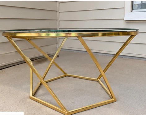 Gold and Glass Round Coffee Table - photo 3