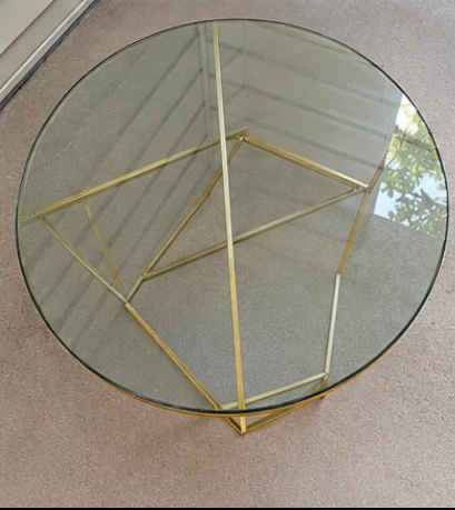 Gold and Glass Round Coffee Table - photo 4