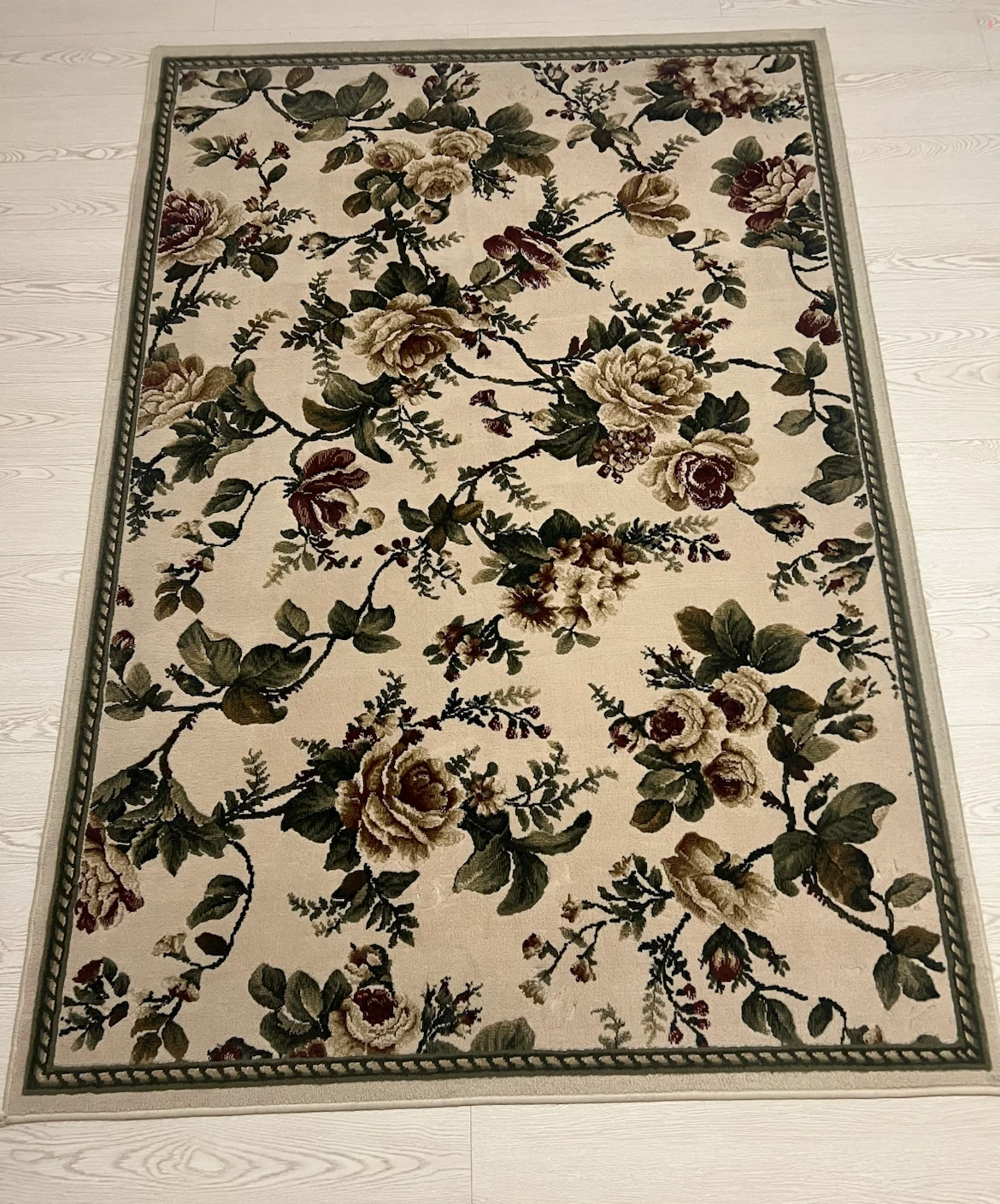 Floral Area Rug – 5' x 8' | Cream, Sage Green & Burgundy - photo 2