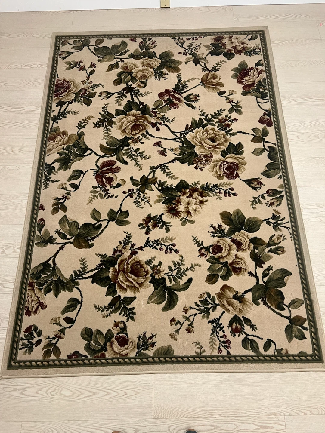 Floral Area Rug – 5' x 8' | Cream, Sage Green & Burgundy - photo 3