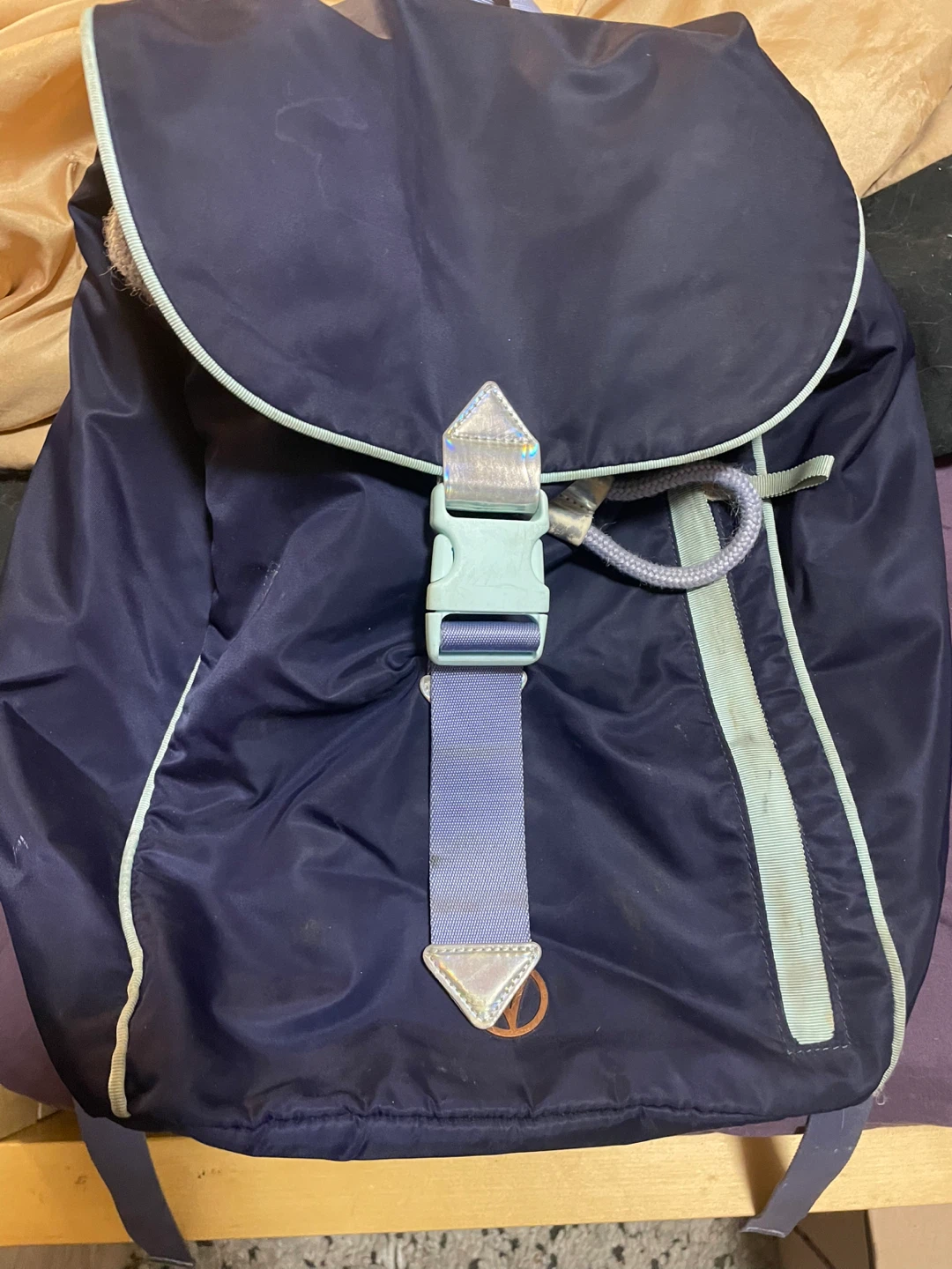 Navy Blue Backpack with Pastel Accents