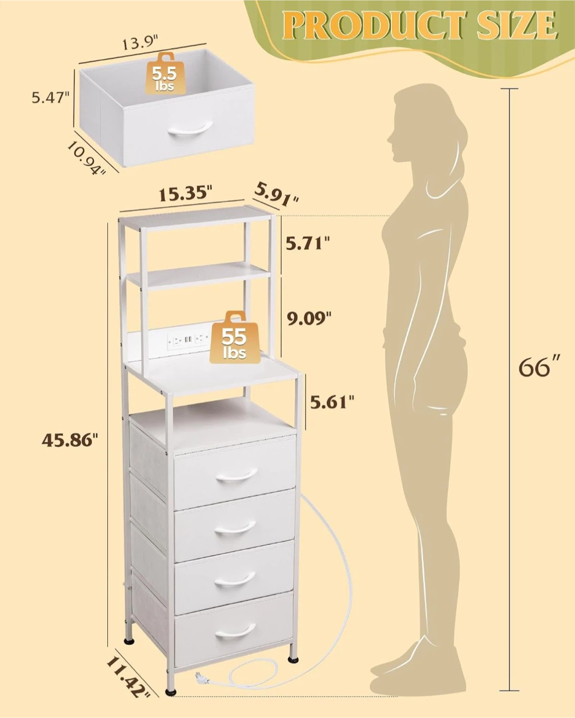 White nightstand with drawers - photo 3