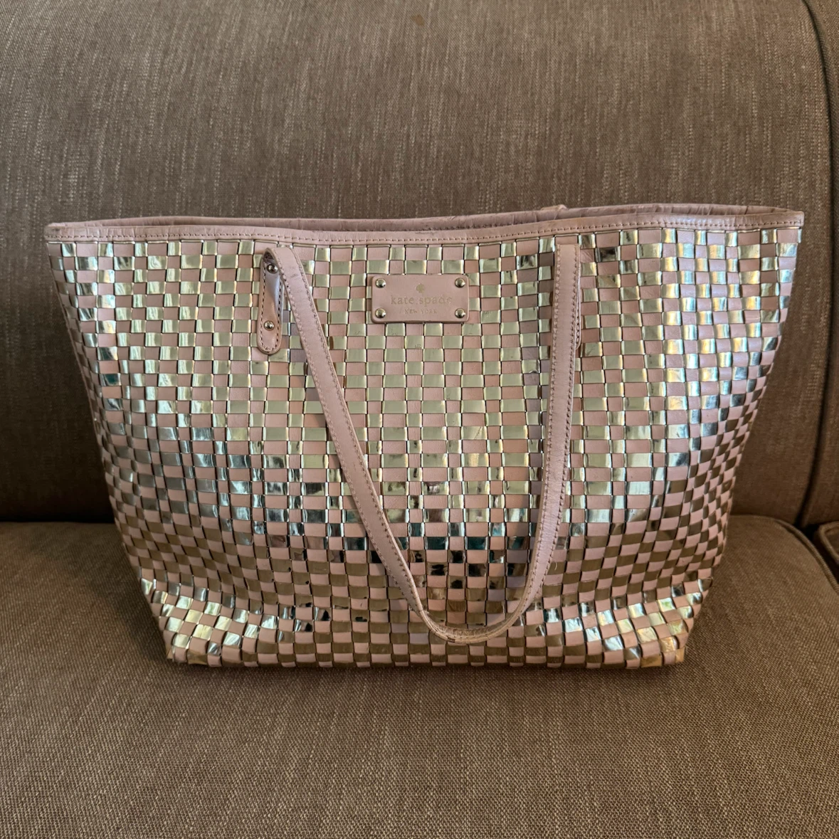 Kate Spade Woven Metallic Tote Bag