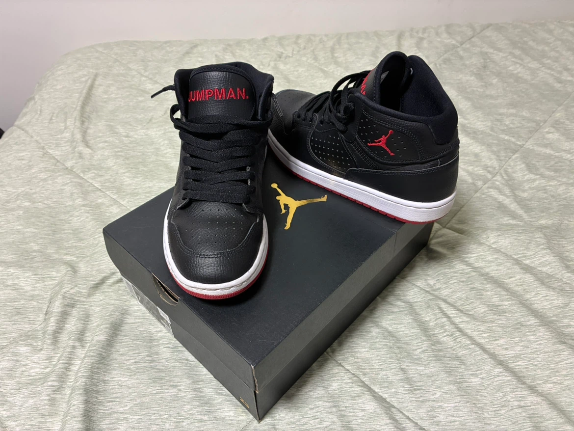 Jordan Access Black and Gym Red Shoes Size 7