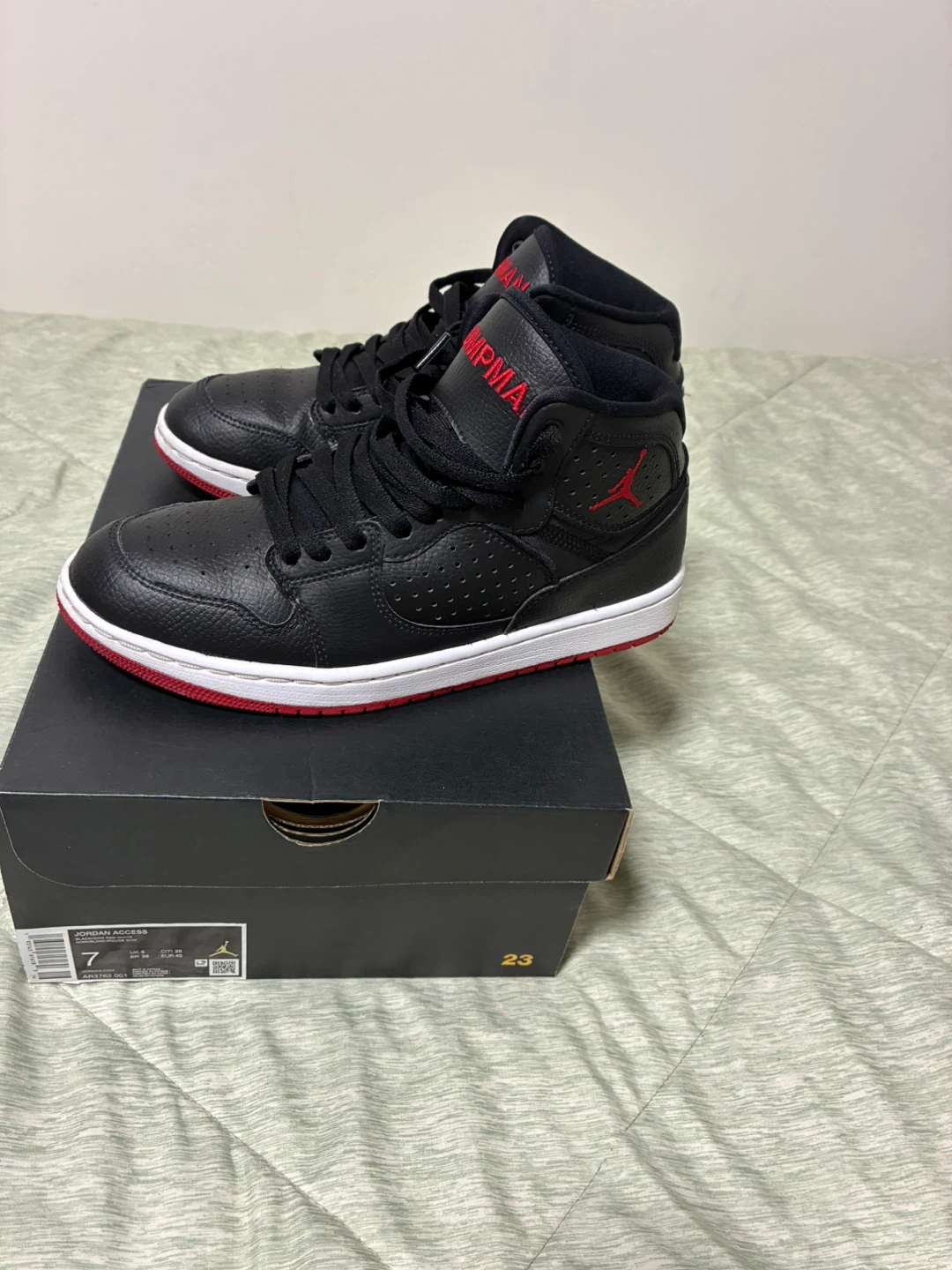 Jordan Access Black and Gym Red Shoes Size 7 - photo 4