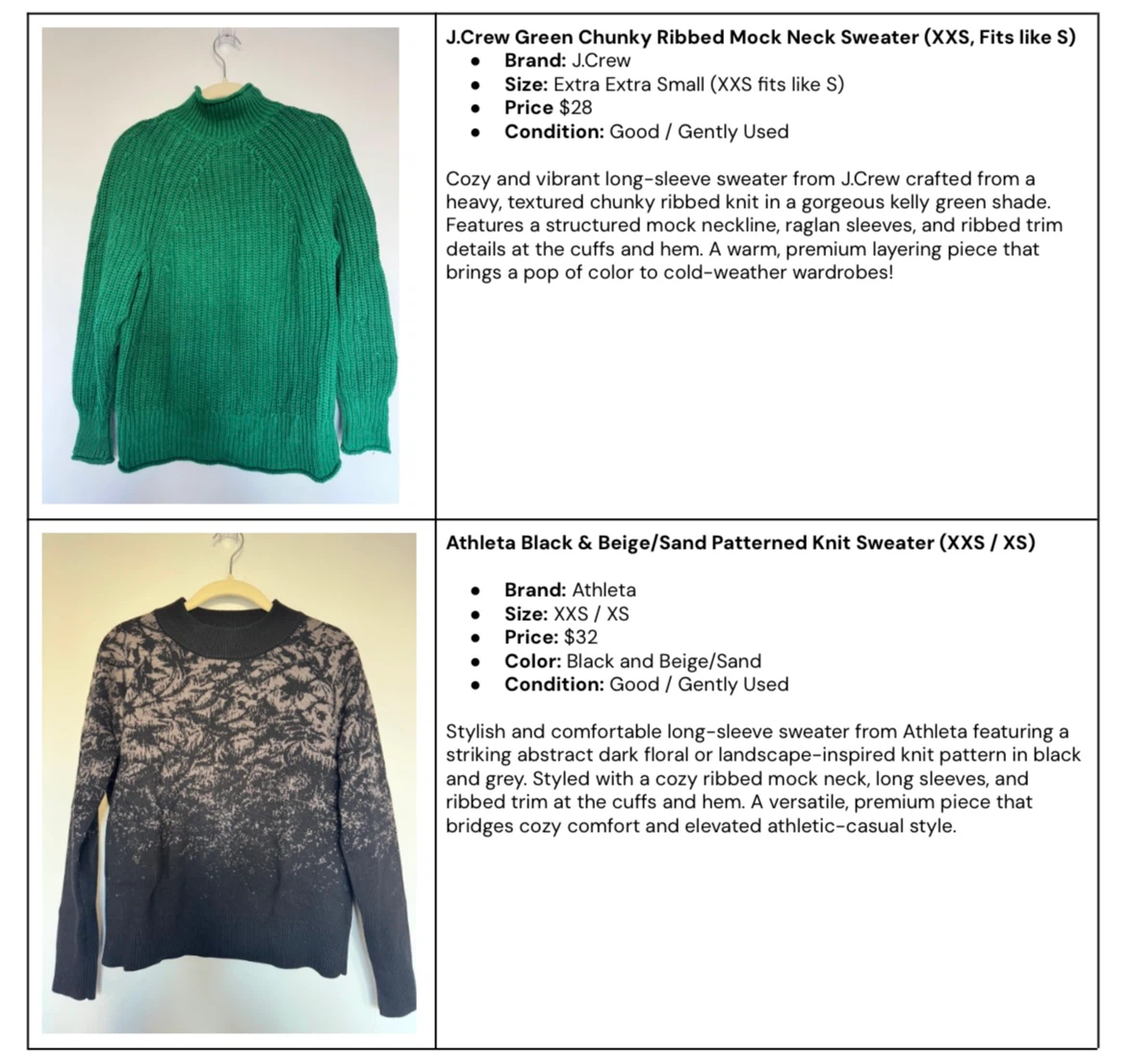 Women’s sweaters - details in the images