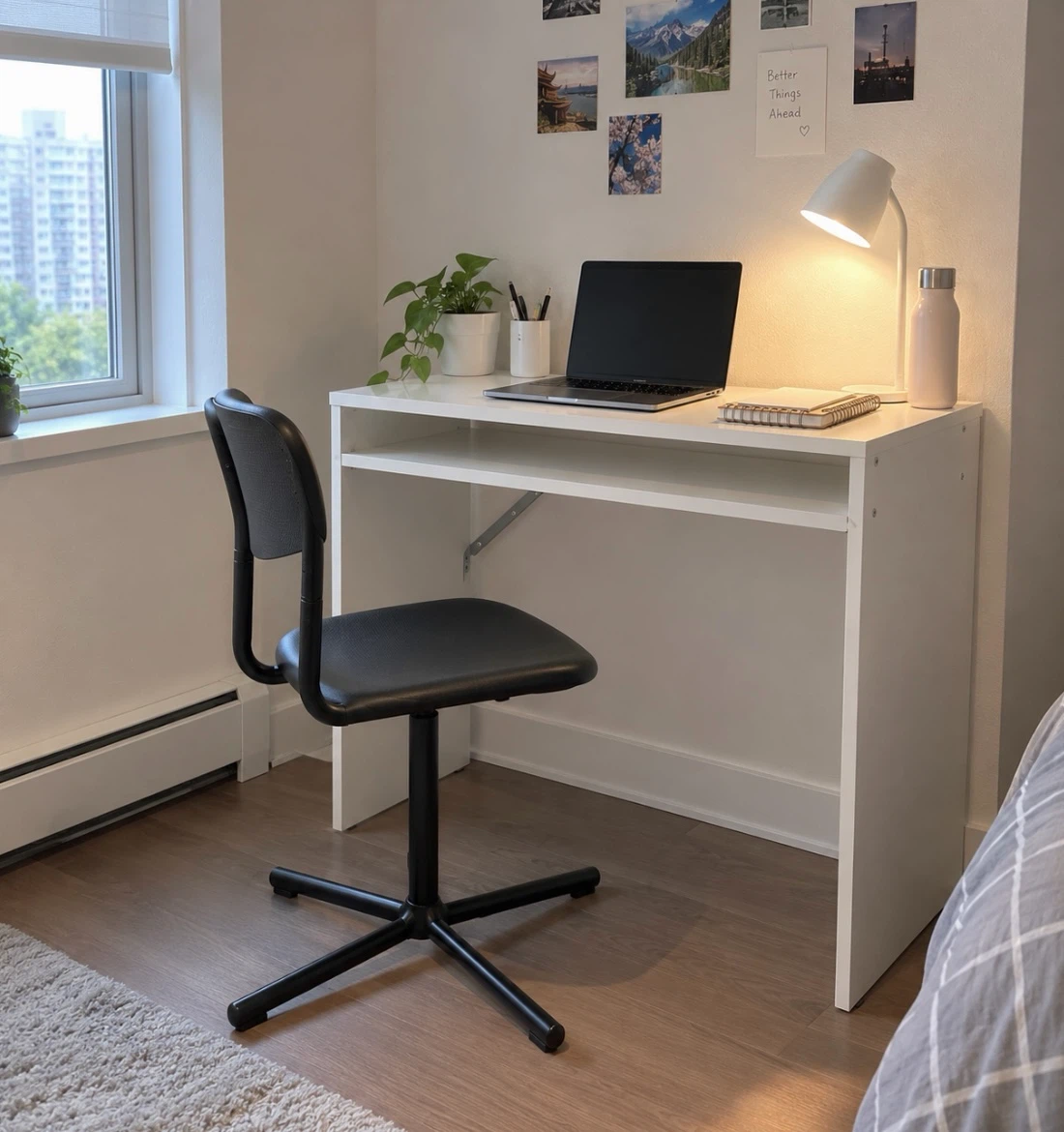 Brand New White Desk + Black Swivel Chair Set, $50 - photo 2
