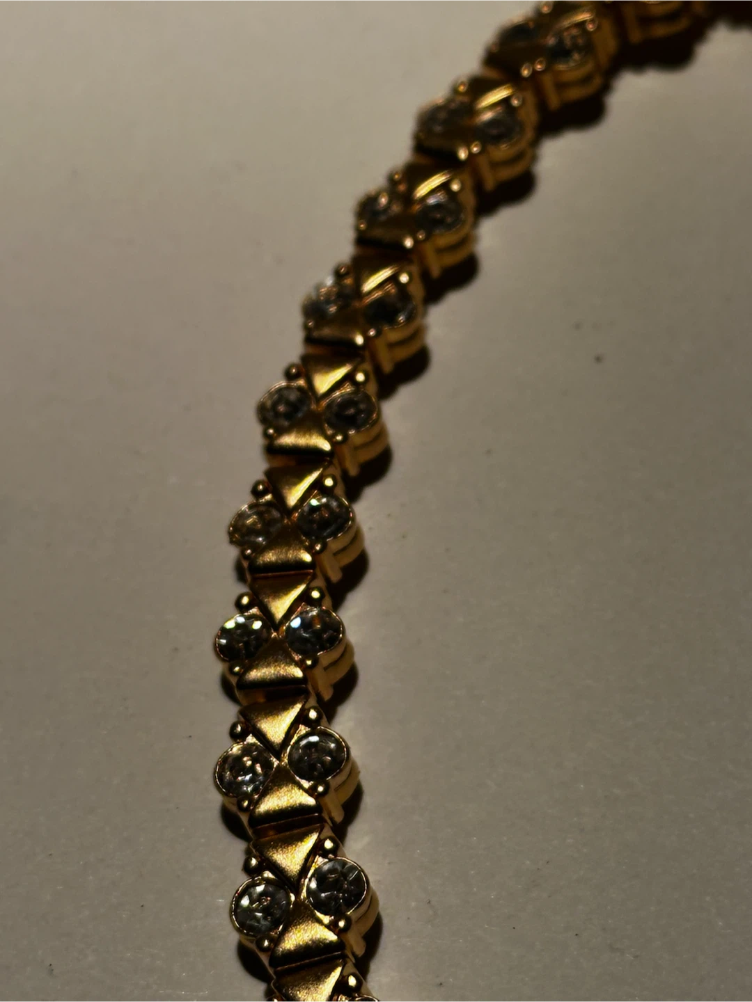 Vintage D'Orlan 22k Plated Gold Rhinestone Tennis Necklace - photo 2