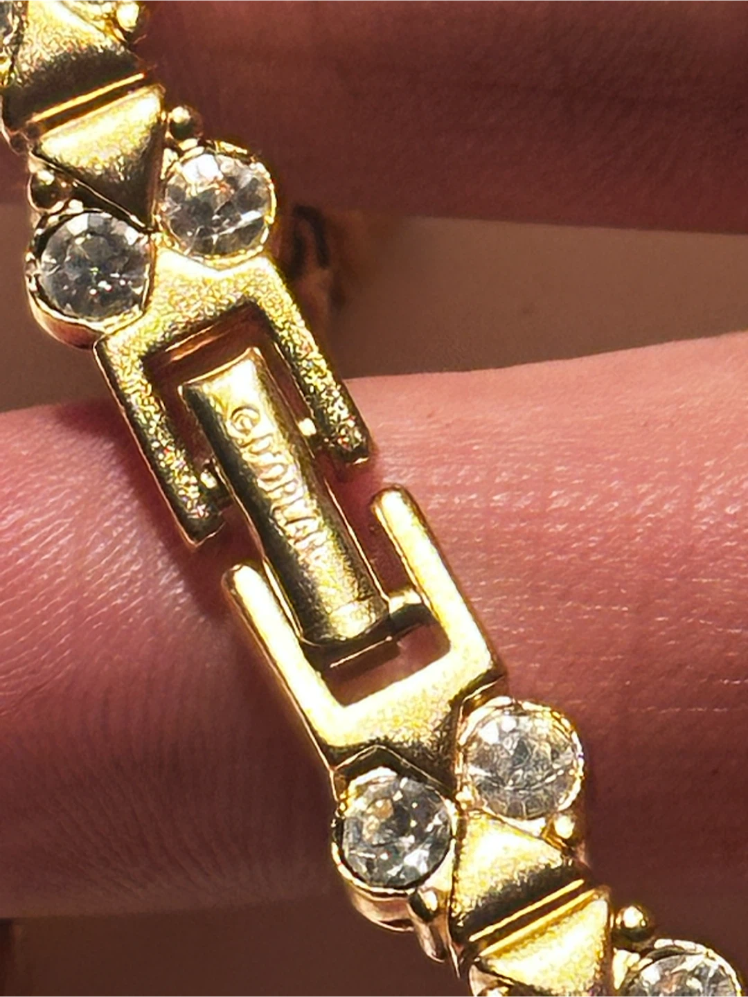 Vintage D'Orlan 22k Plated Gold Rhinestone Tennis Necklace - photo 4