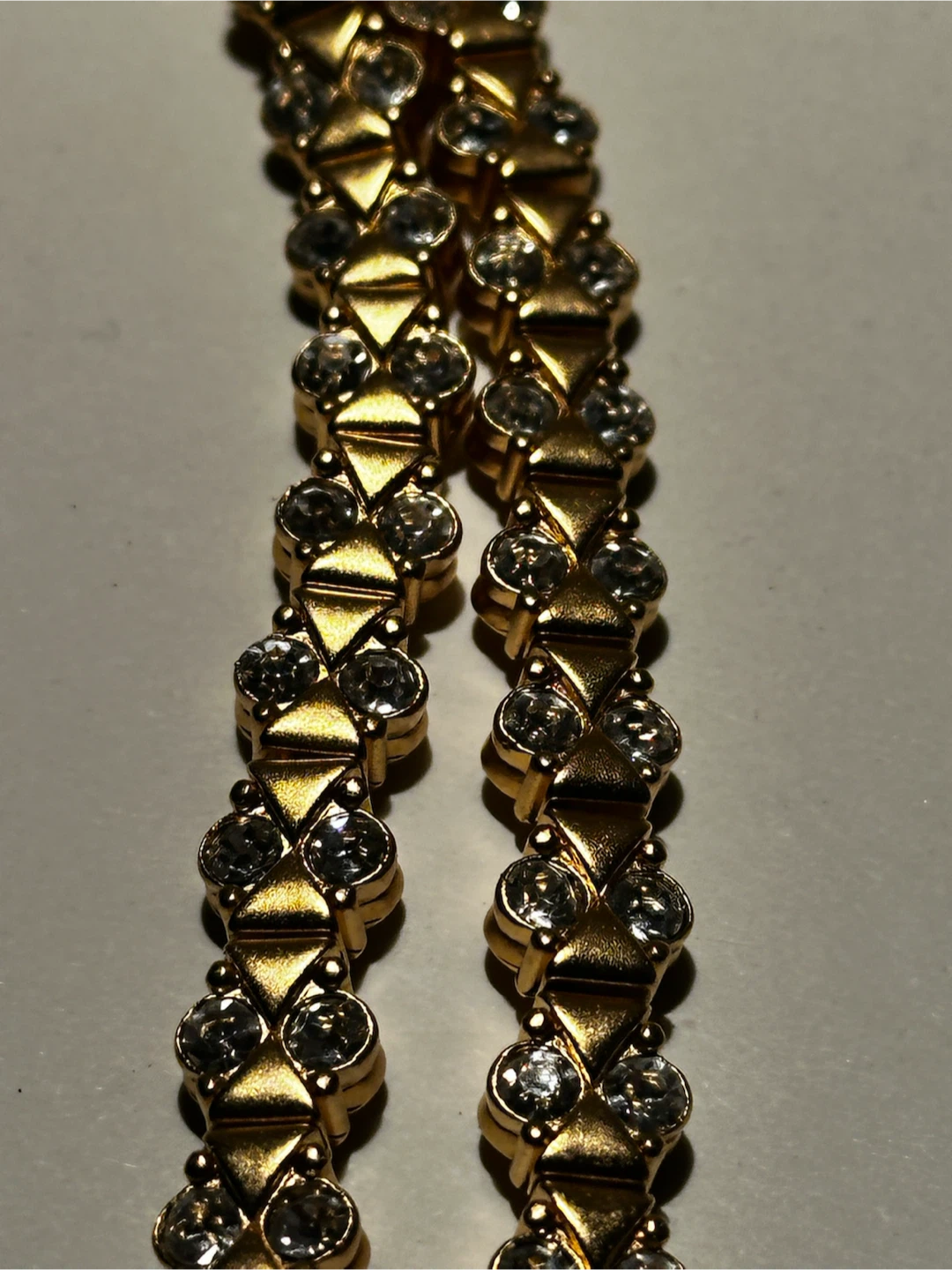 Vintage D'Orlan 22k Plated Gold Rhinestone Tennis Necklace - photo 5