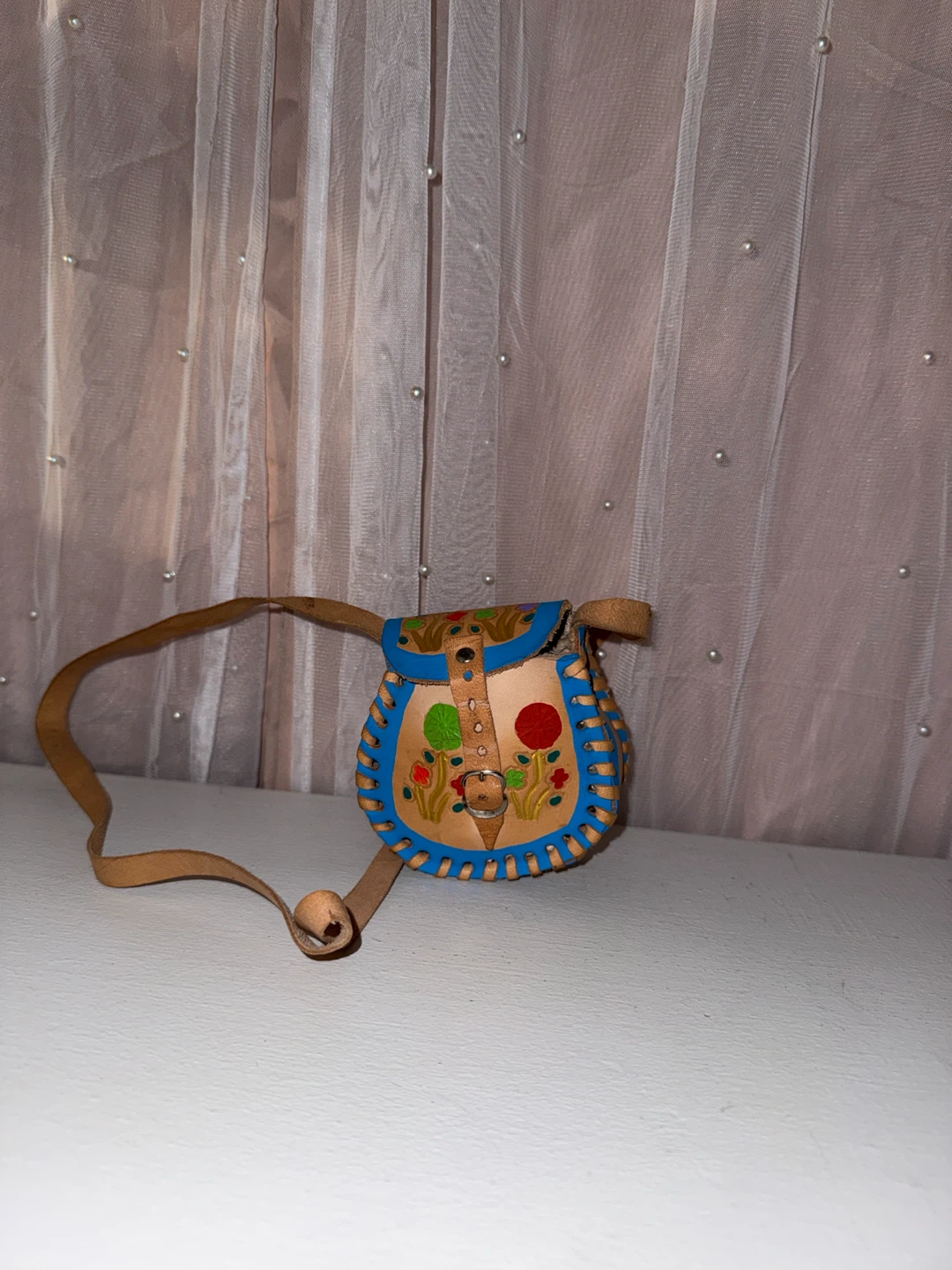 Small Floral Leather Crossbody Bag