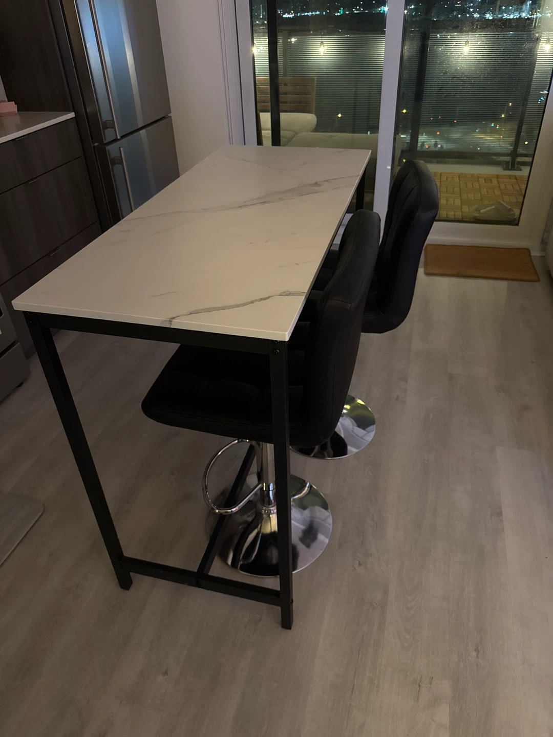 Faux Marble Bar Table with Two Stools