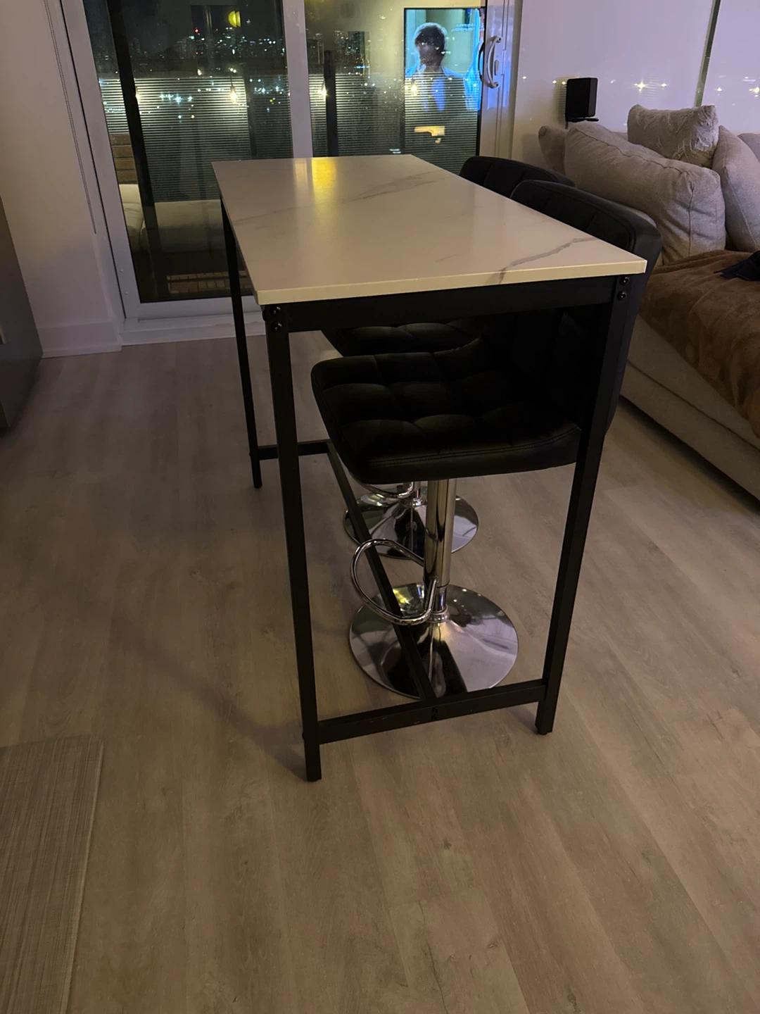 Faux Marble Bar Table with Two Stools - photo 2