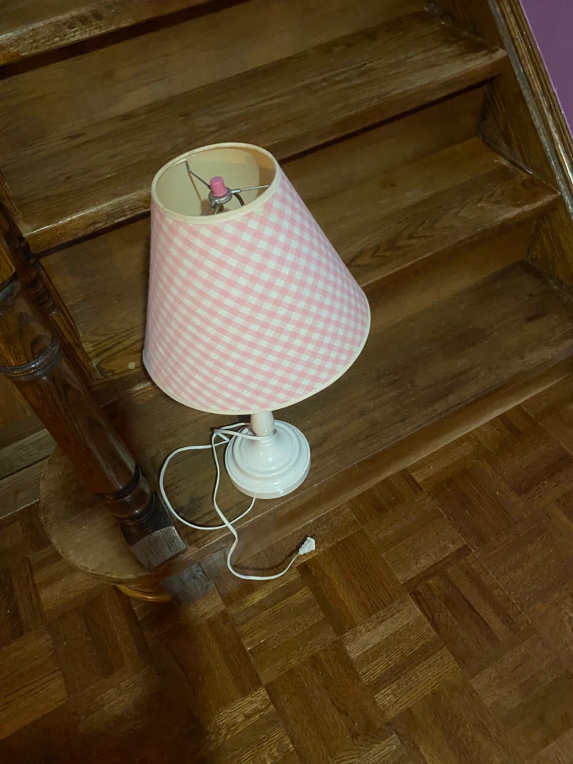 Pink Gingham Table Lamp