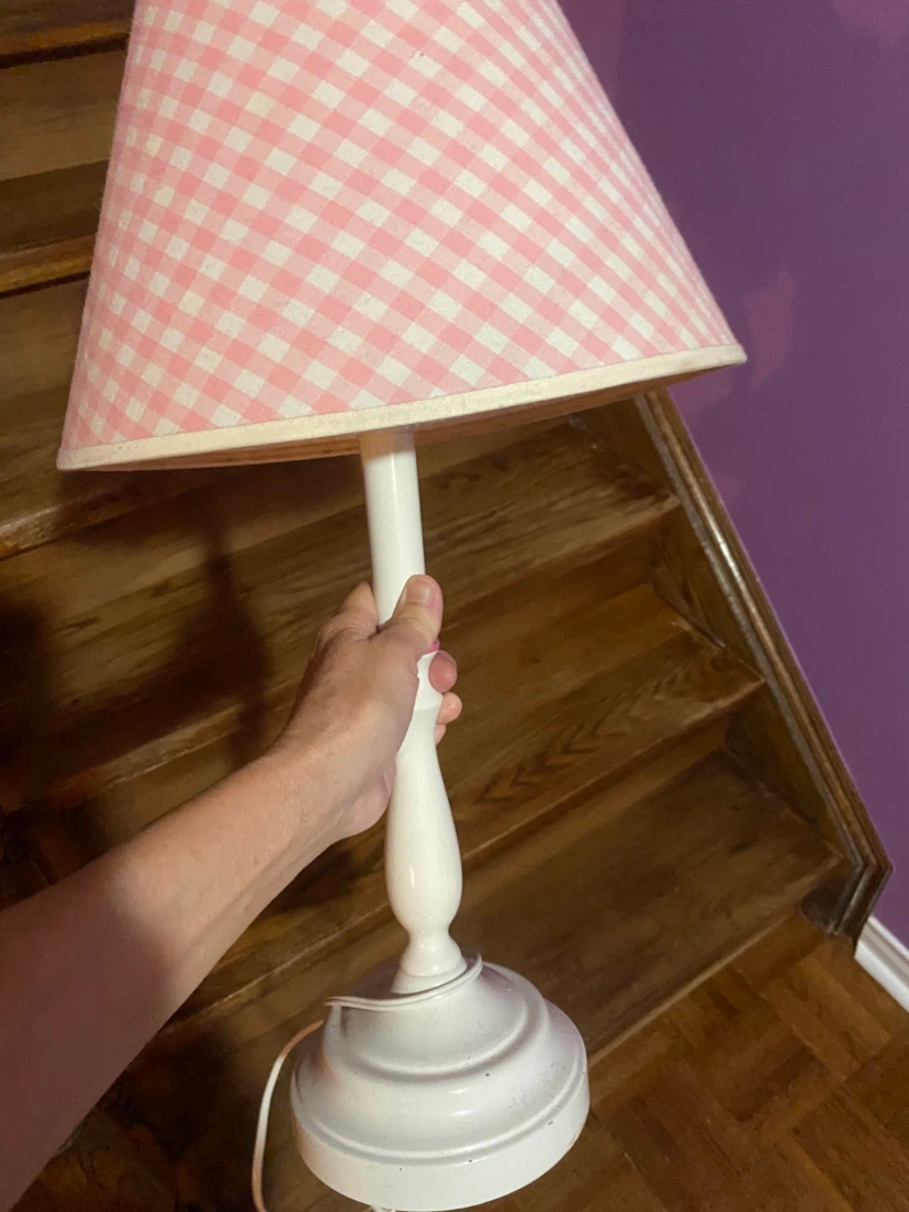 Pink Gingham Table Lamp - photo 2