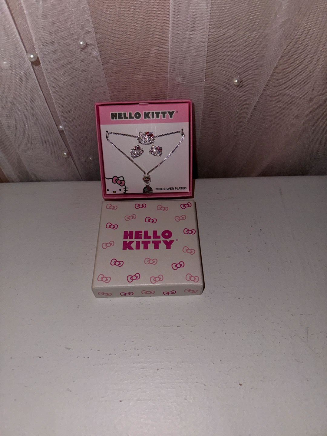 Hello Kitty Fine Silver Plated Necklace and Earring Set
