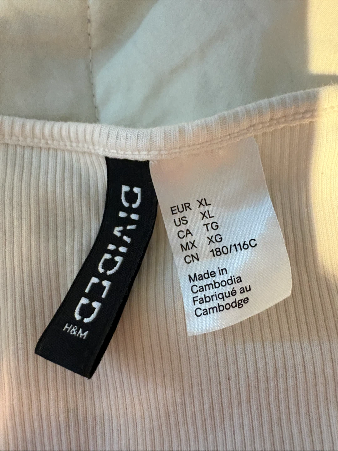 H&M White Ribbed Square Neck Top - photo 2