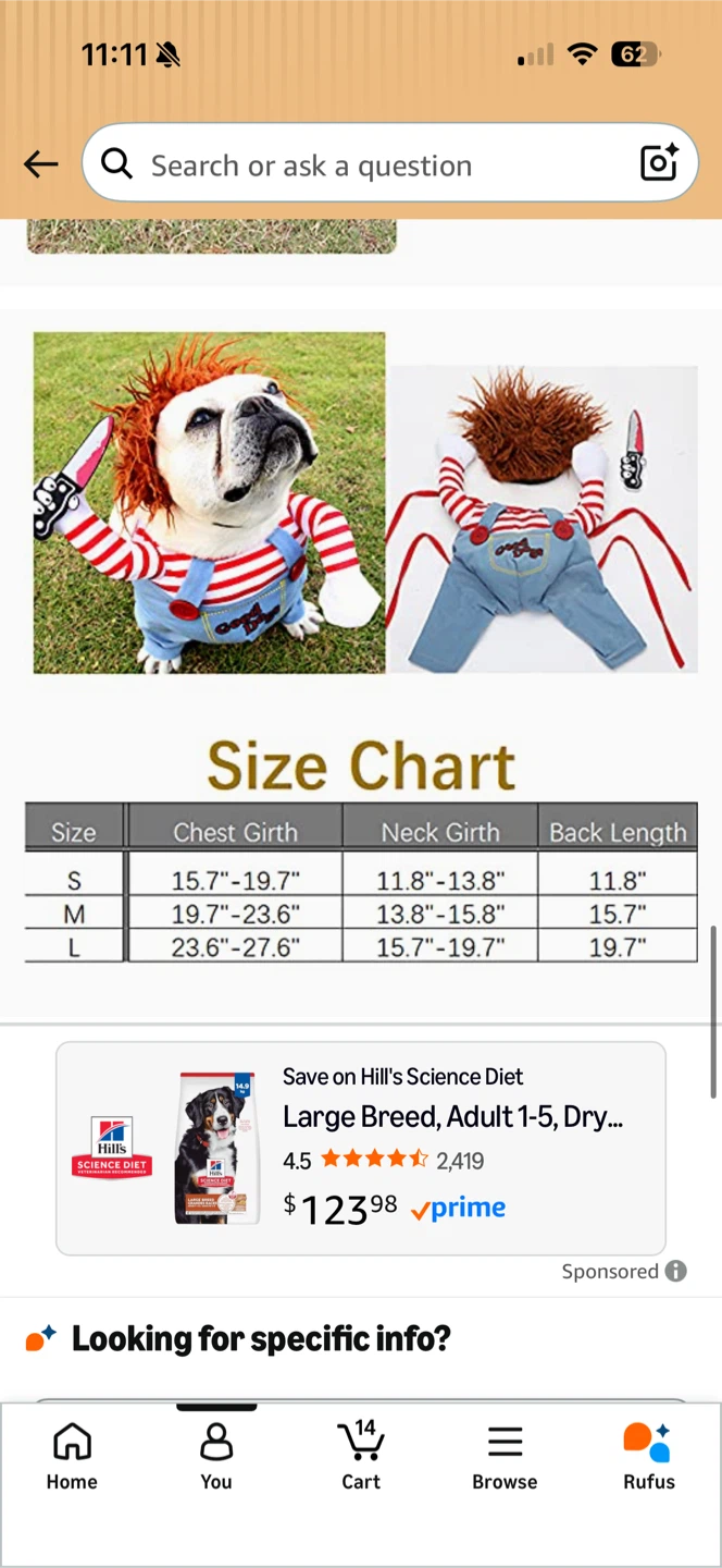 2 Dog Chucky Halloween Costume (medium) - photo 3