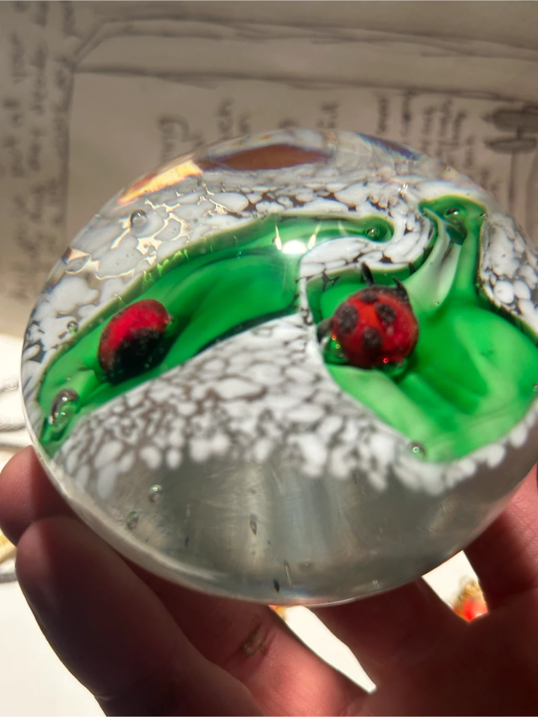 Ladybug art glass paperweight - photo 2