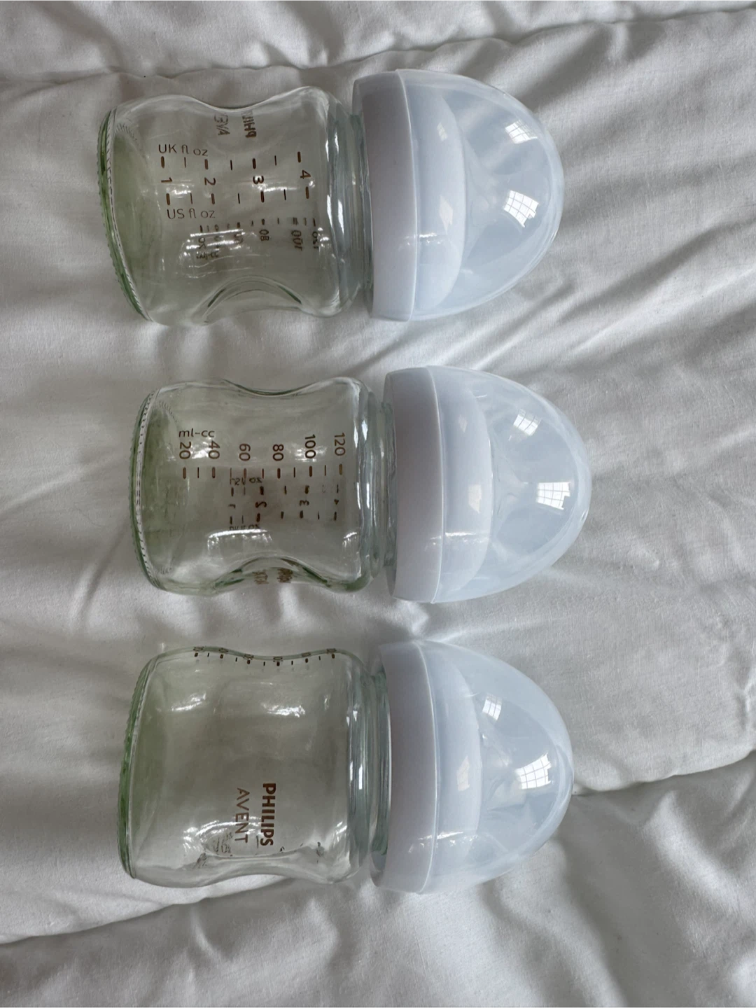 3 Philips Avent Glass Baby Bottles (4oz)