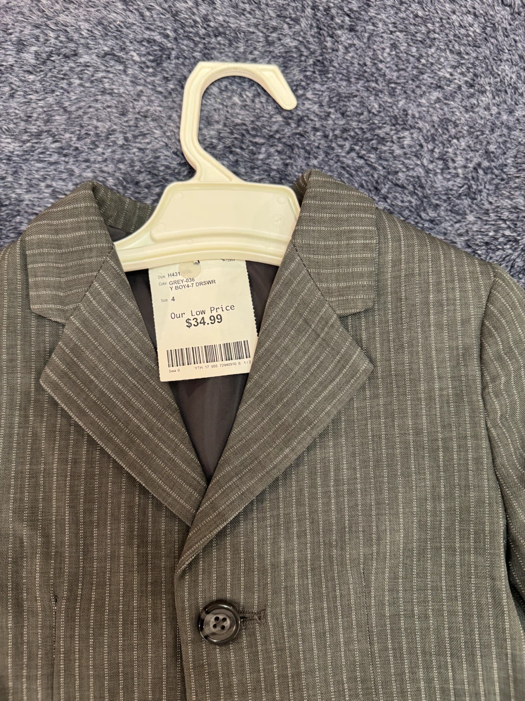 Boys Pinstripe Dress Suit Set Grey Size 4