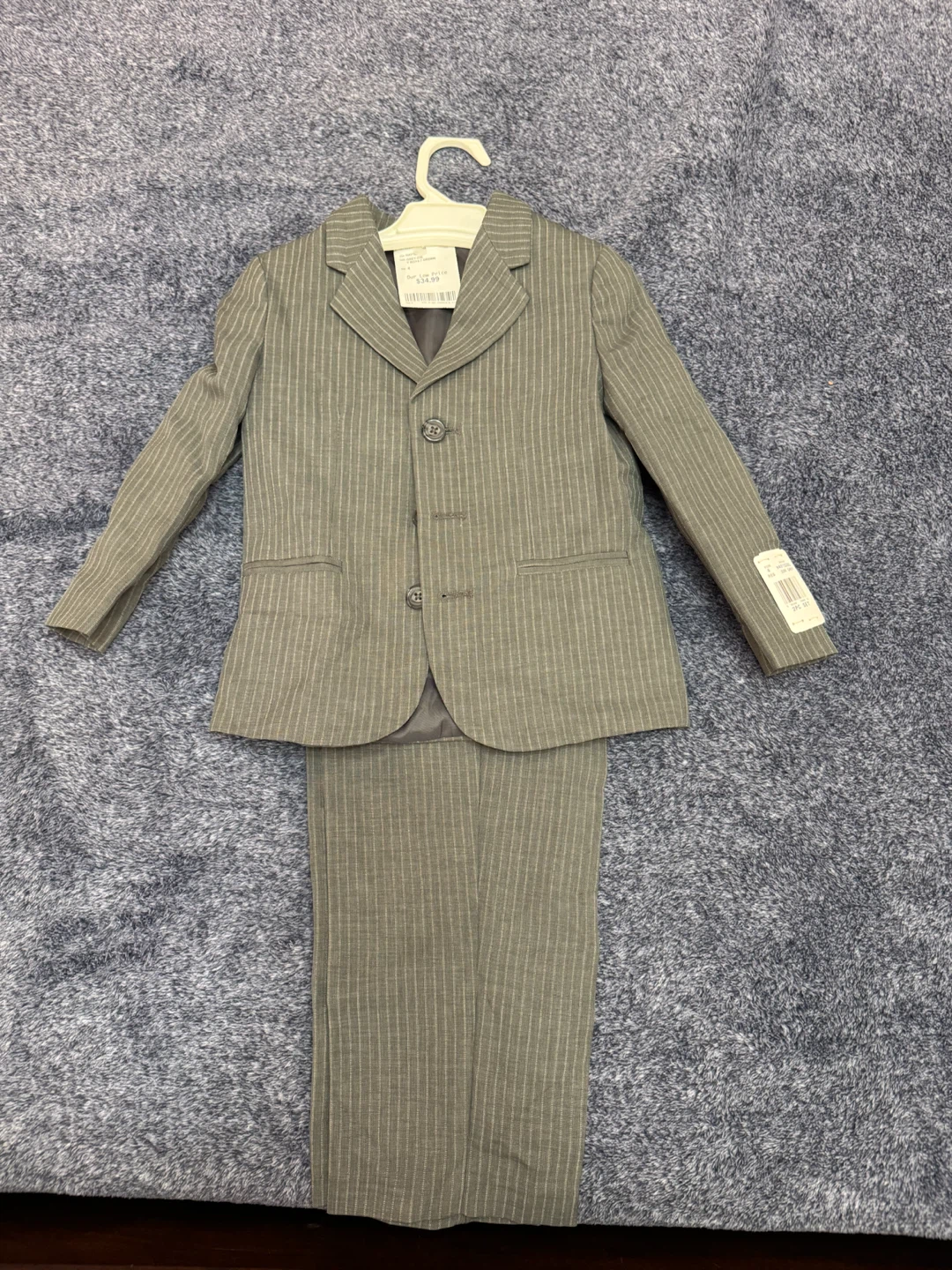 Boys Pinstripe Dress Suit Set Grey Size 4 - photo 2