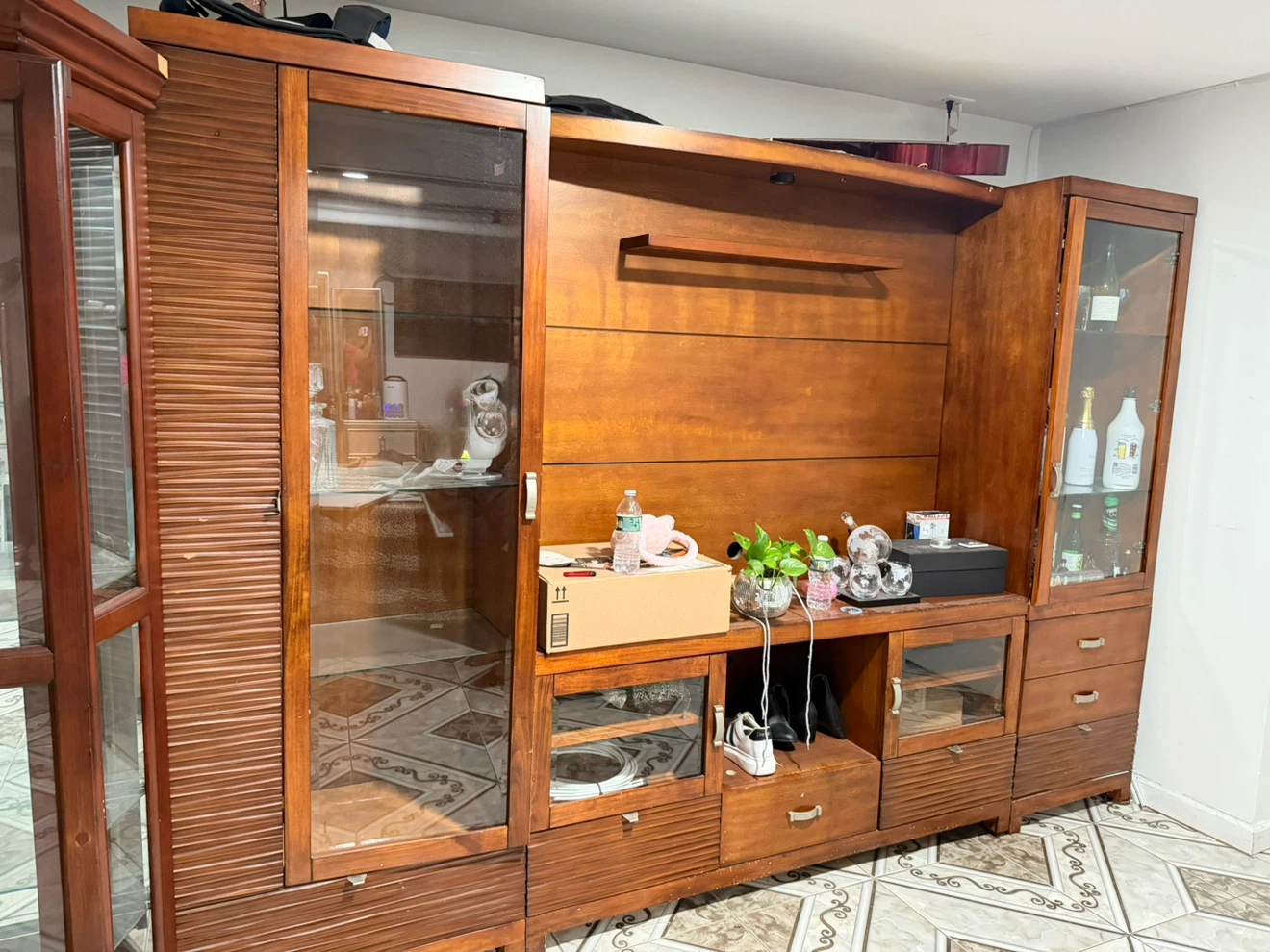 Large Wooden Entertainment Center Wall Unit
