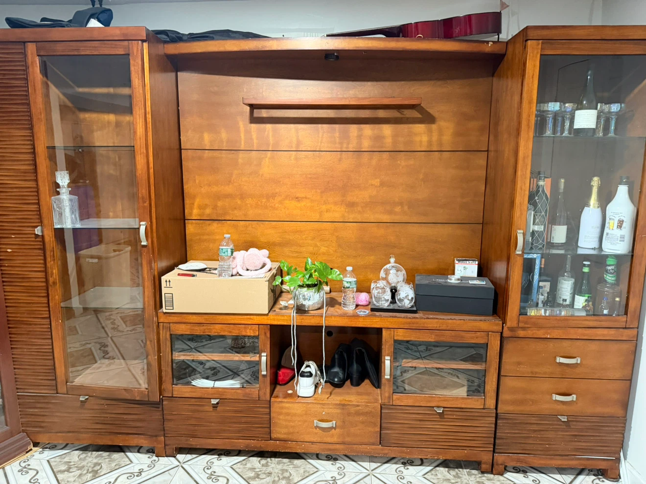 Large Wooden Entertainment Center Wall Unit - photo 2