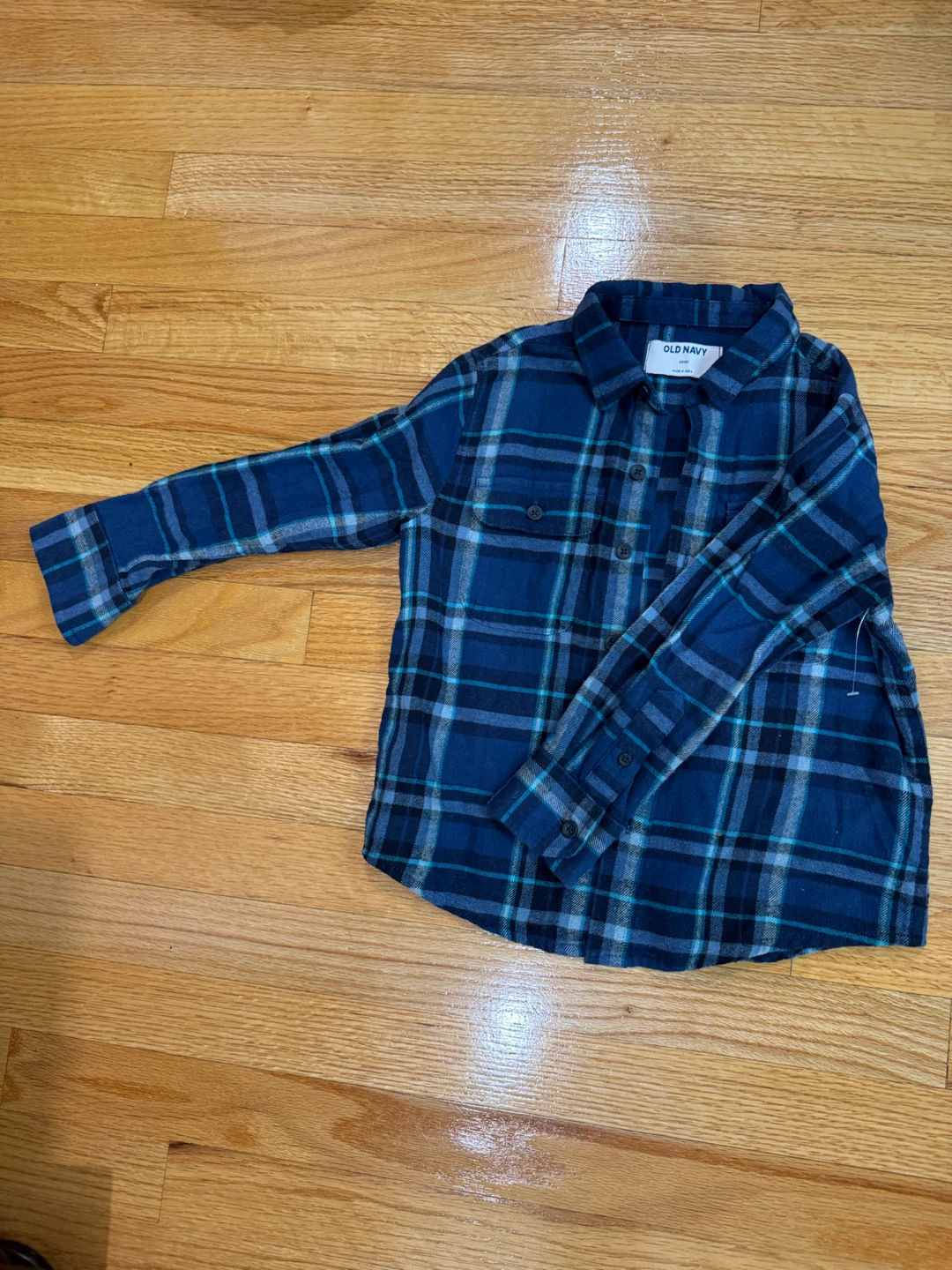 Old Navy Boys Blue Plaid Flannel Shirt