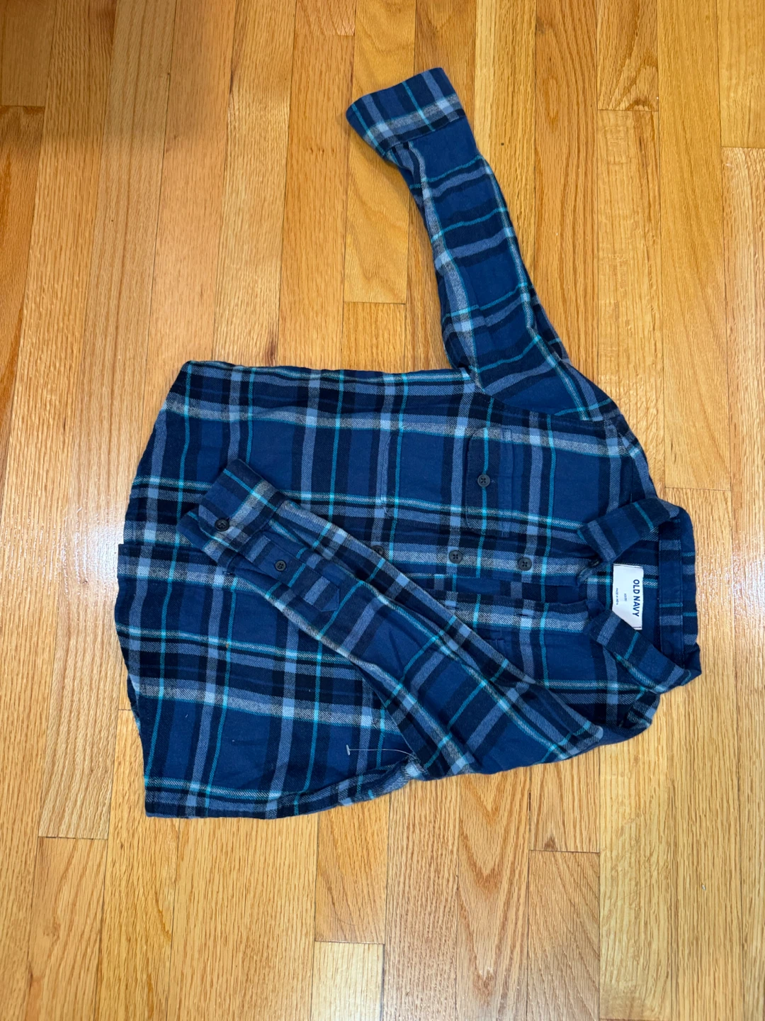 Old Navy Boys Blue Plaid Flannel Shirt - photo 2