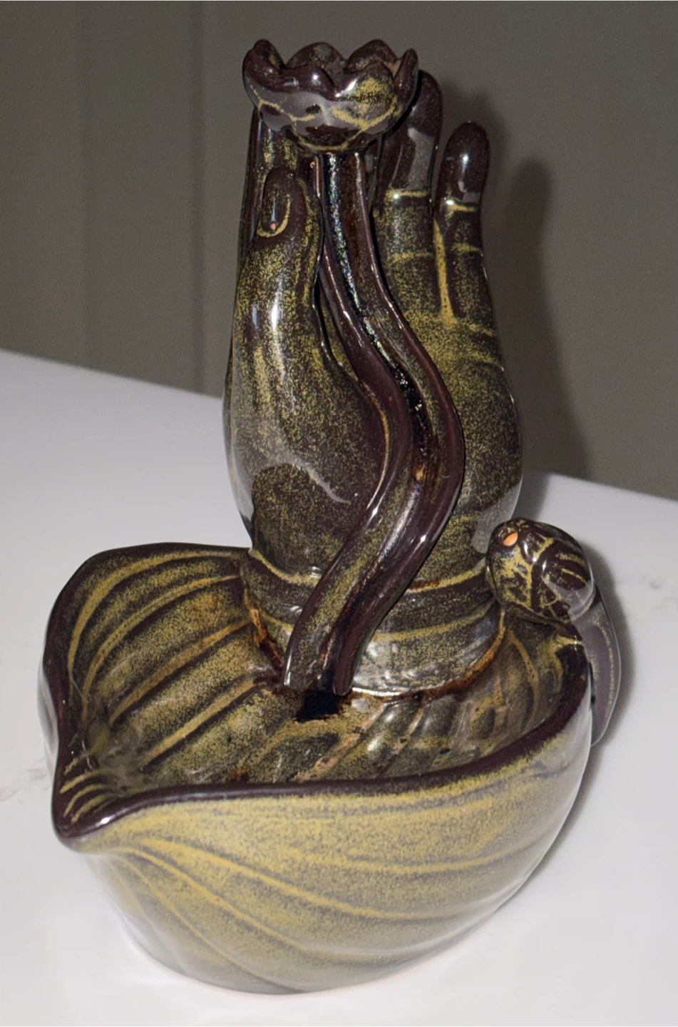 Ceramic Hand and Lotus Incense Holder - photo 5